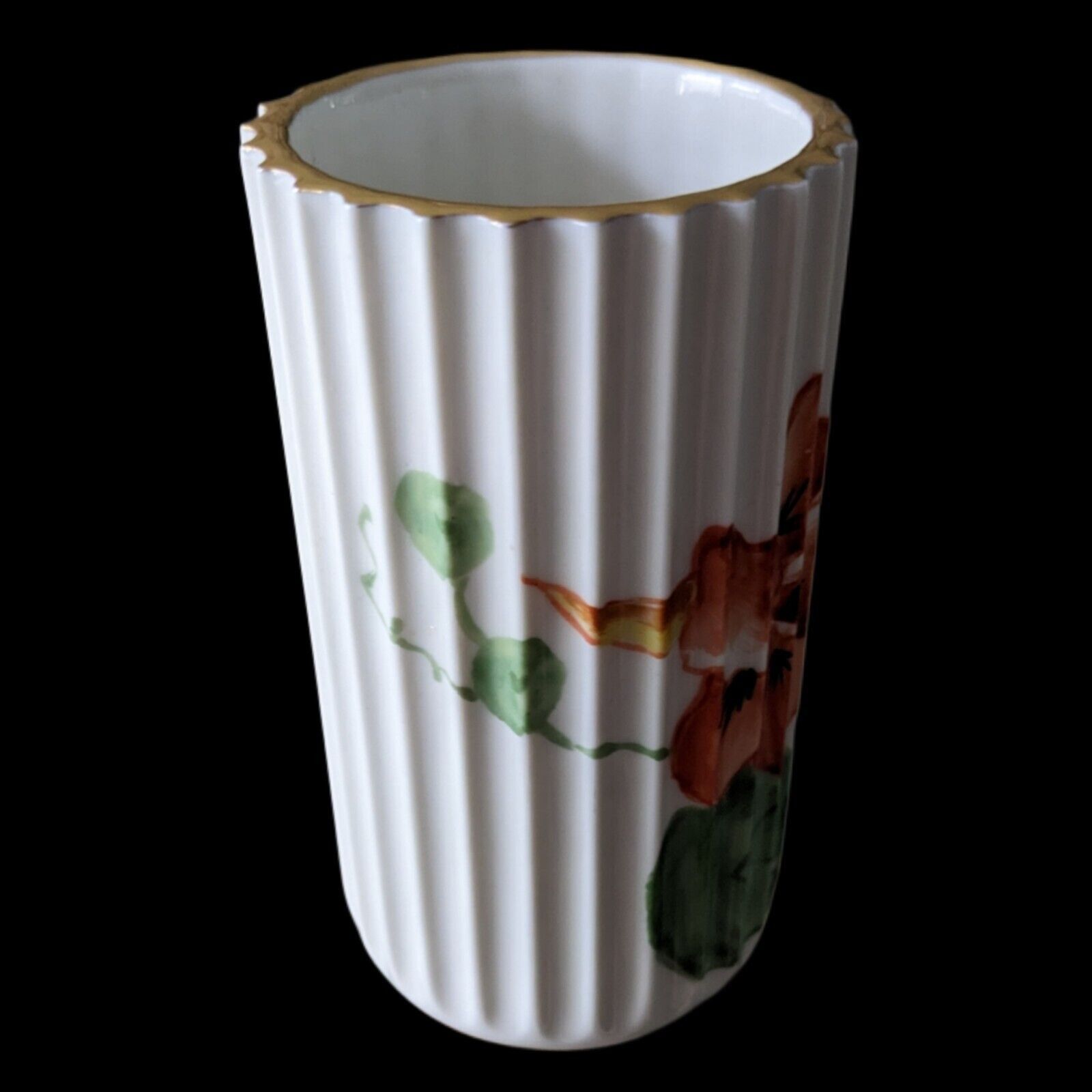 & Other Stories LYNGBY PORCELAIN HAND PAINTED FLORAL RIBBED VASE Signed Yolo Size ONE SIZE - 3 Thumbnail