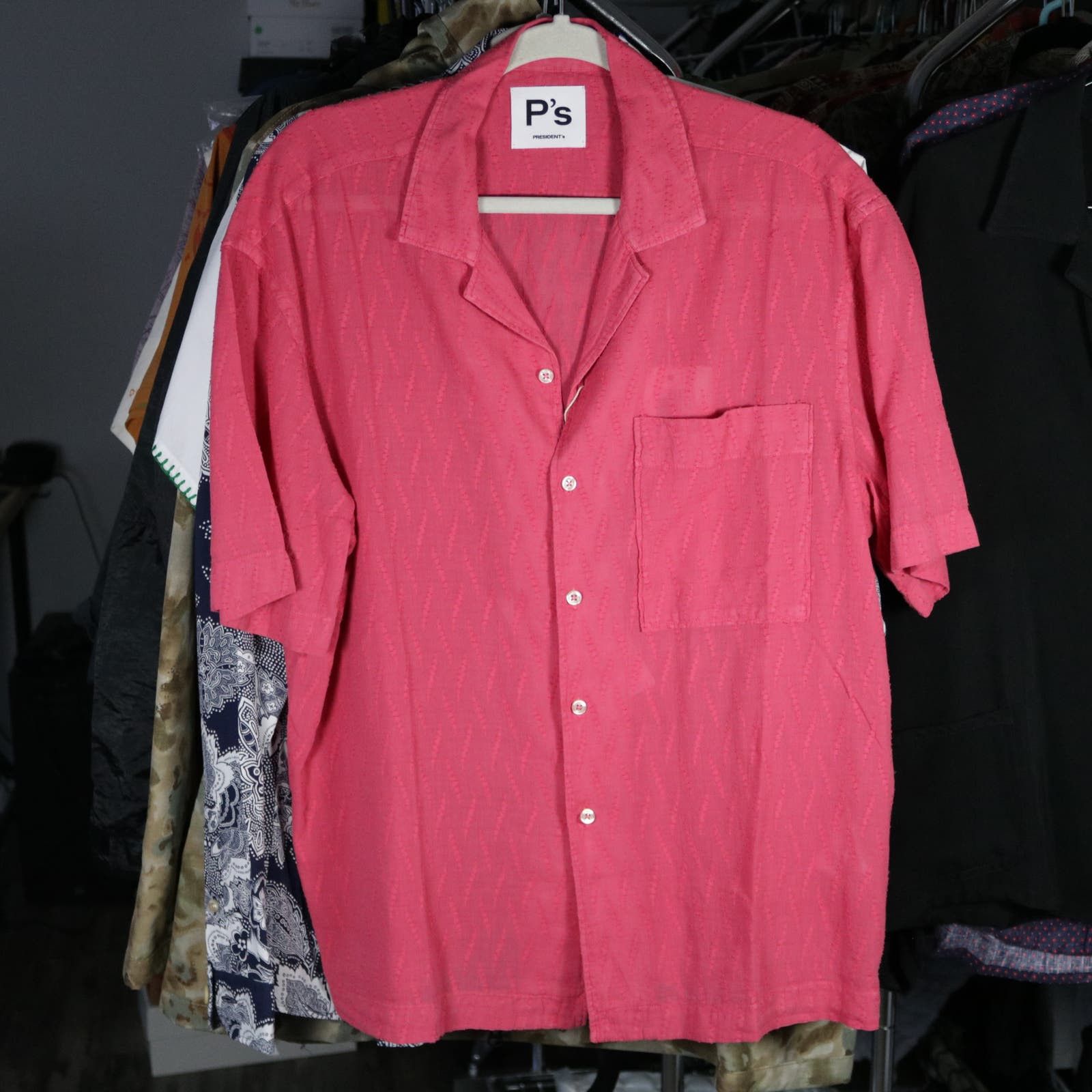 image of Presidents President's Tuscany Textured Stitch Rangi Shirt Medium in Pink, Men's