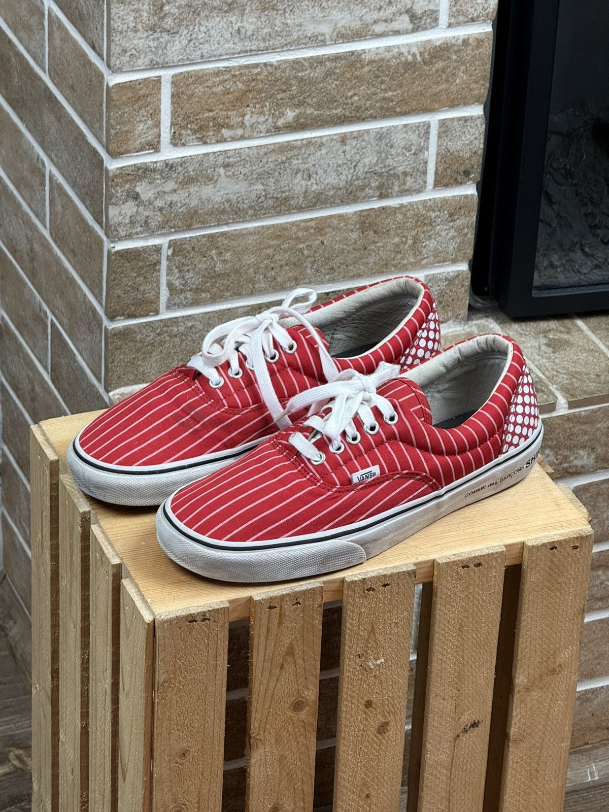 Vans Supreme x CDG x Vans Era Harold Pinstripe Shoes Sneakers 
