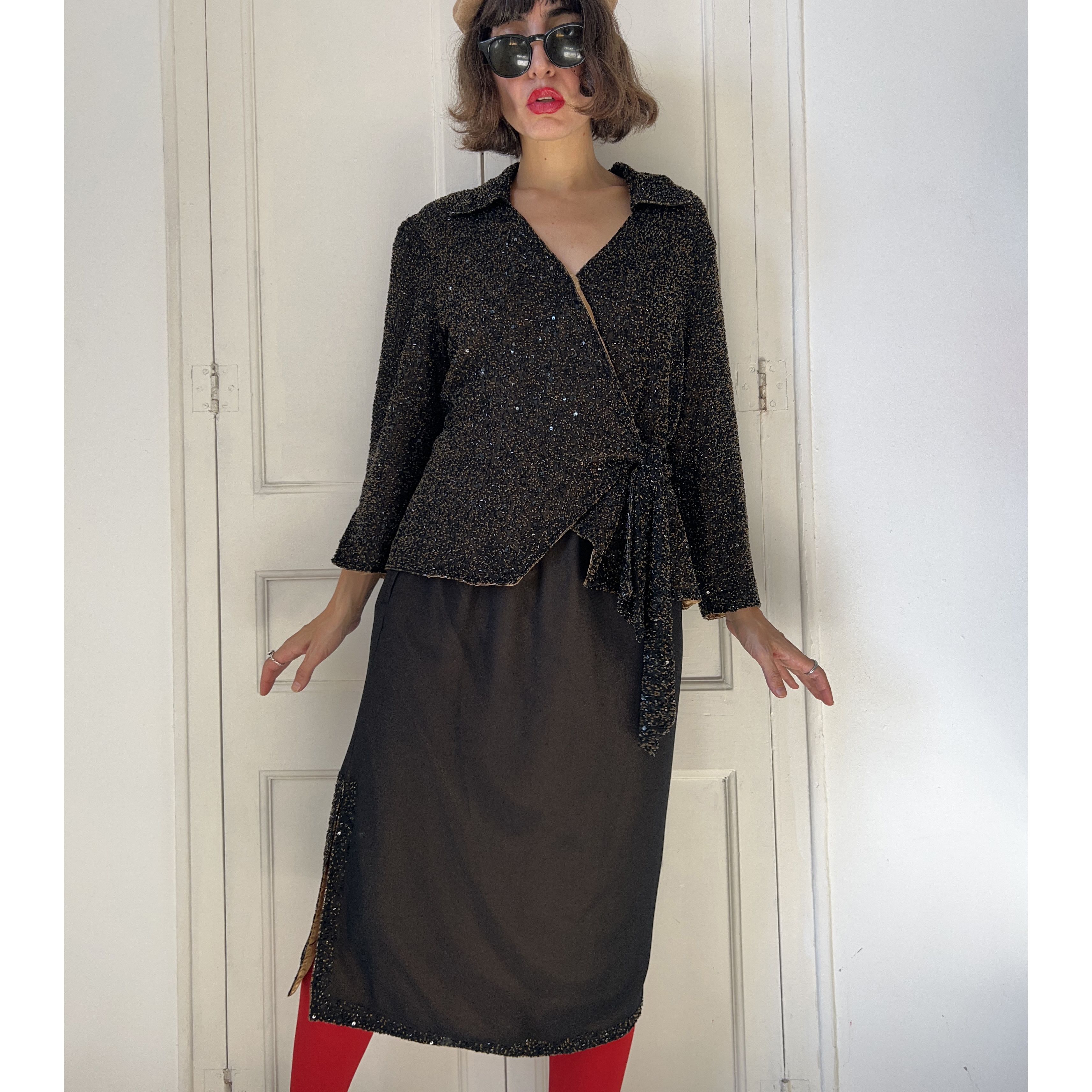 Vintage Y2K Beaded Wrap Jacket & Skirt Set Size M / US 6-8 / IT 42-44 - 1 Thumbnail