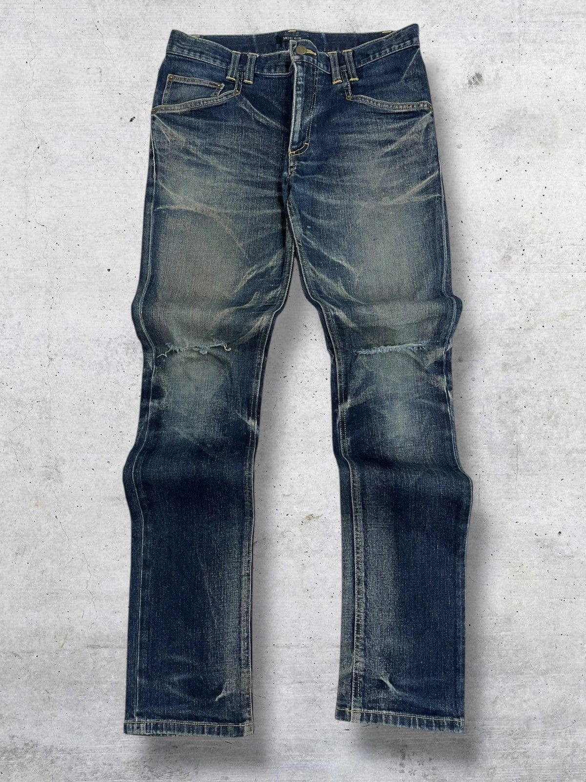 Michel Klein VINTAGE MICHEL KLEIN 90S JAPAN DESIGNER RUGGED RIPPED DENIM Size US 32 / EU 48 - 1 Thumbnail