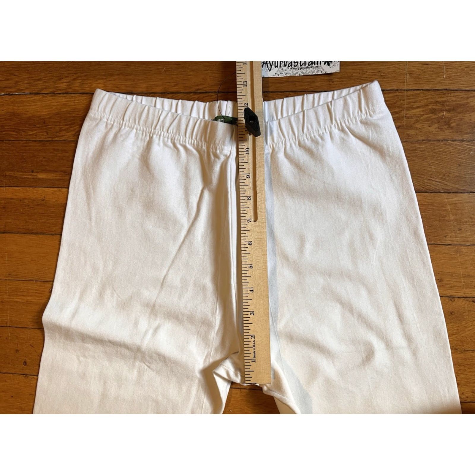 Vintage Ayurvastram Yoga Pants Women’s L White Cotton Blend Spandex Jogger Slim Activewear 34” Inseam Womens Size 26" / US 2 / IT 38 - 7 Thumbnail