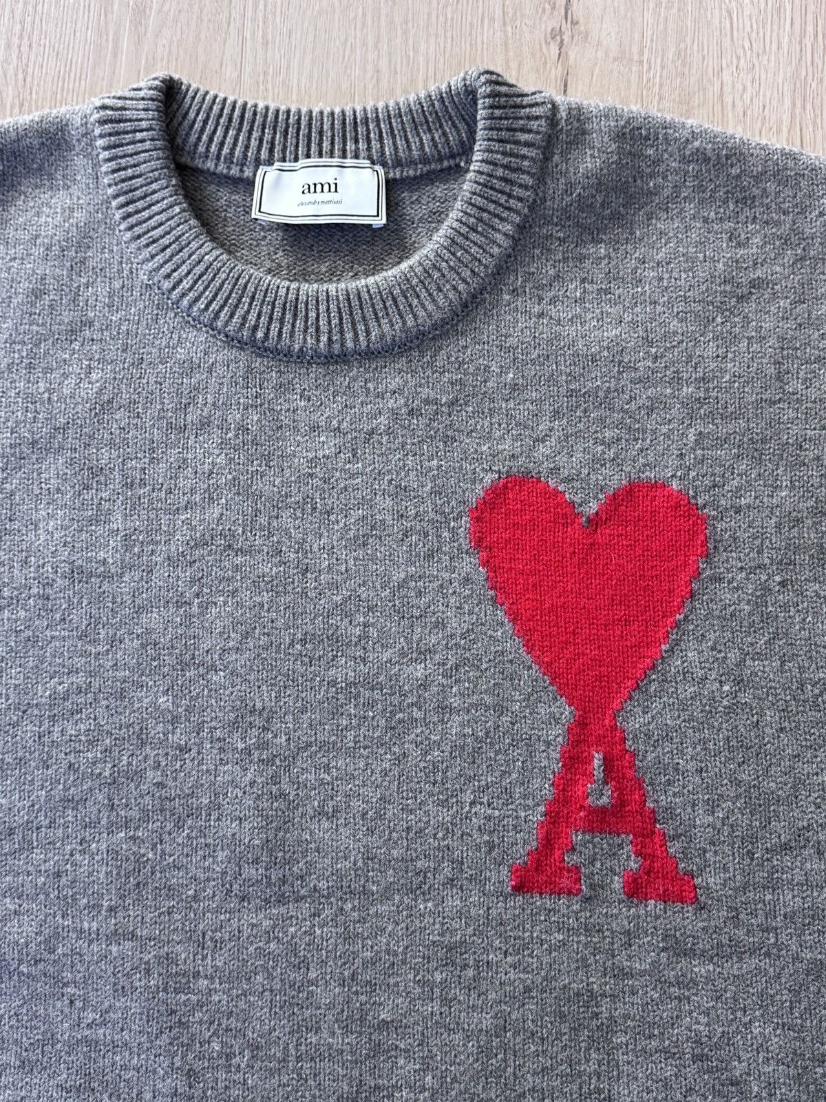 AMI AMI Paris De Coeur Red Sweater Grey Oversized Medium Unisex Size US M / EU 48-50 / 2 - 5 Thumbnail