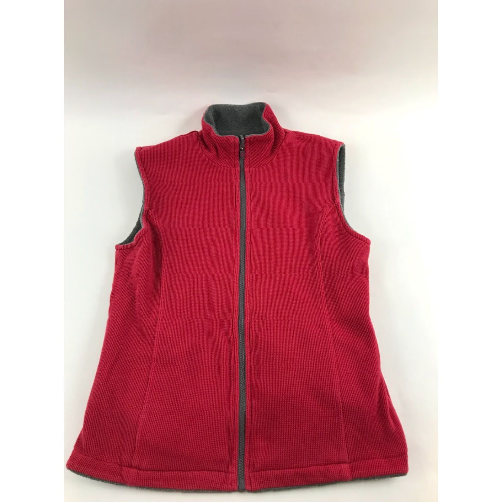 Vintage Ruff Hewn Vest Women's Medium Gray Red Reversible Full Zip Fleece Waffle Modern Outdoor Breathable Size M / US 6-8 / IT 42-44 - 4 Thumbnail
