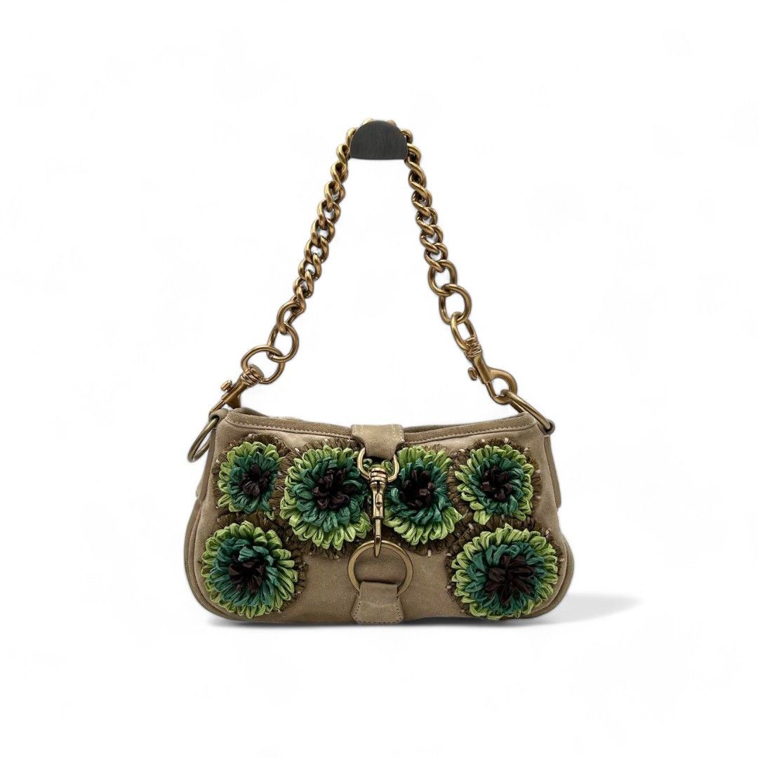 Miu Miu Miu Miu - Flower Handbag Suede Pouch Gold Hardware Size ONE SIZE - 1 Thumbnail