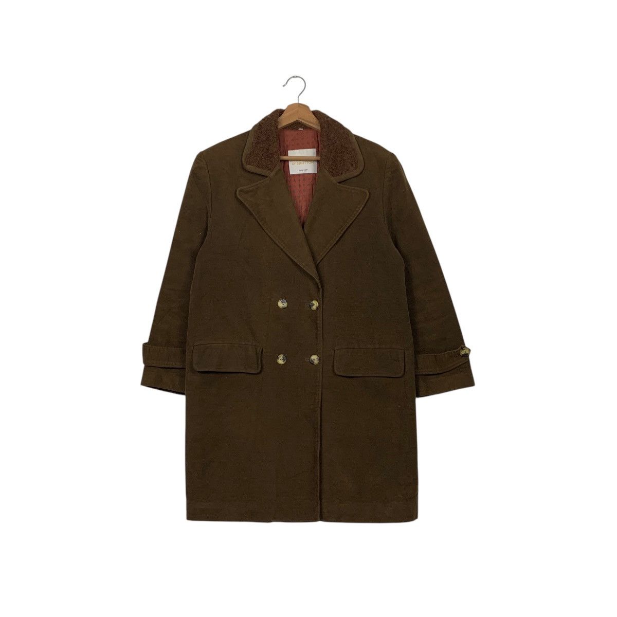 United Colors Of Benetton BENETTON Double Breasted Cotton Overcoat #2571-C116 Size M / US 6-8 / IT 42-44 - 1 Thumbnail