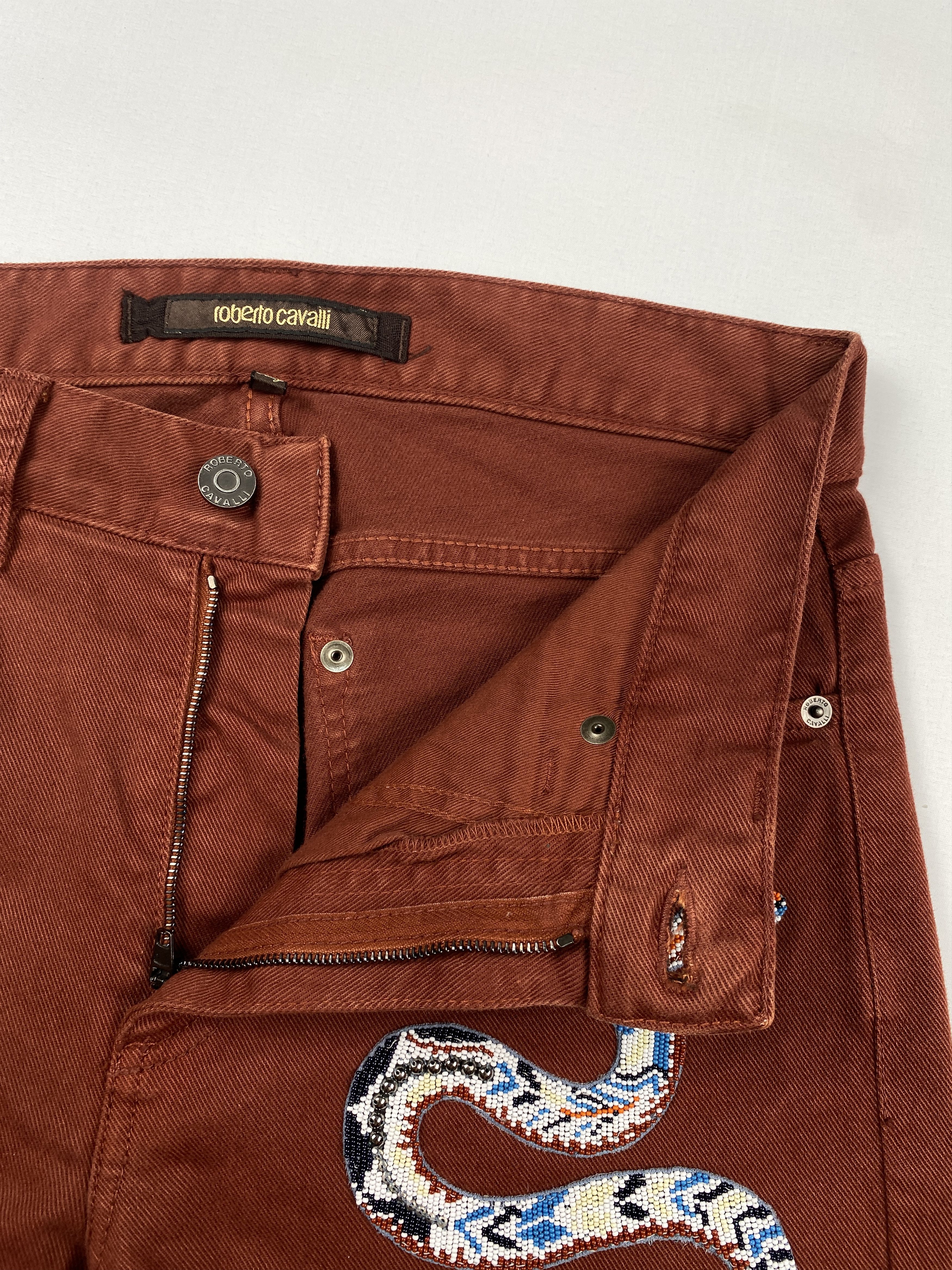 Just Cavalli Beaded Snake Graphic Denim Jeans Size US 30 / EU 46 - 8 Thumbnail