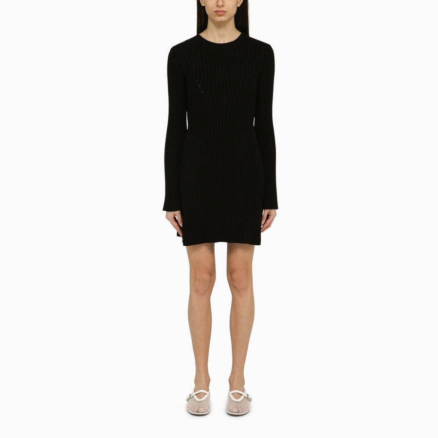 o1d2blof0824 Ribbed Silk Blend Mini Dress in Black