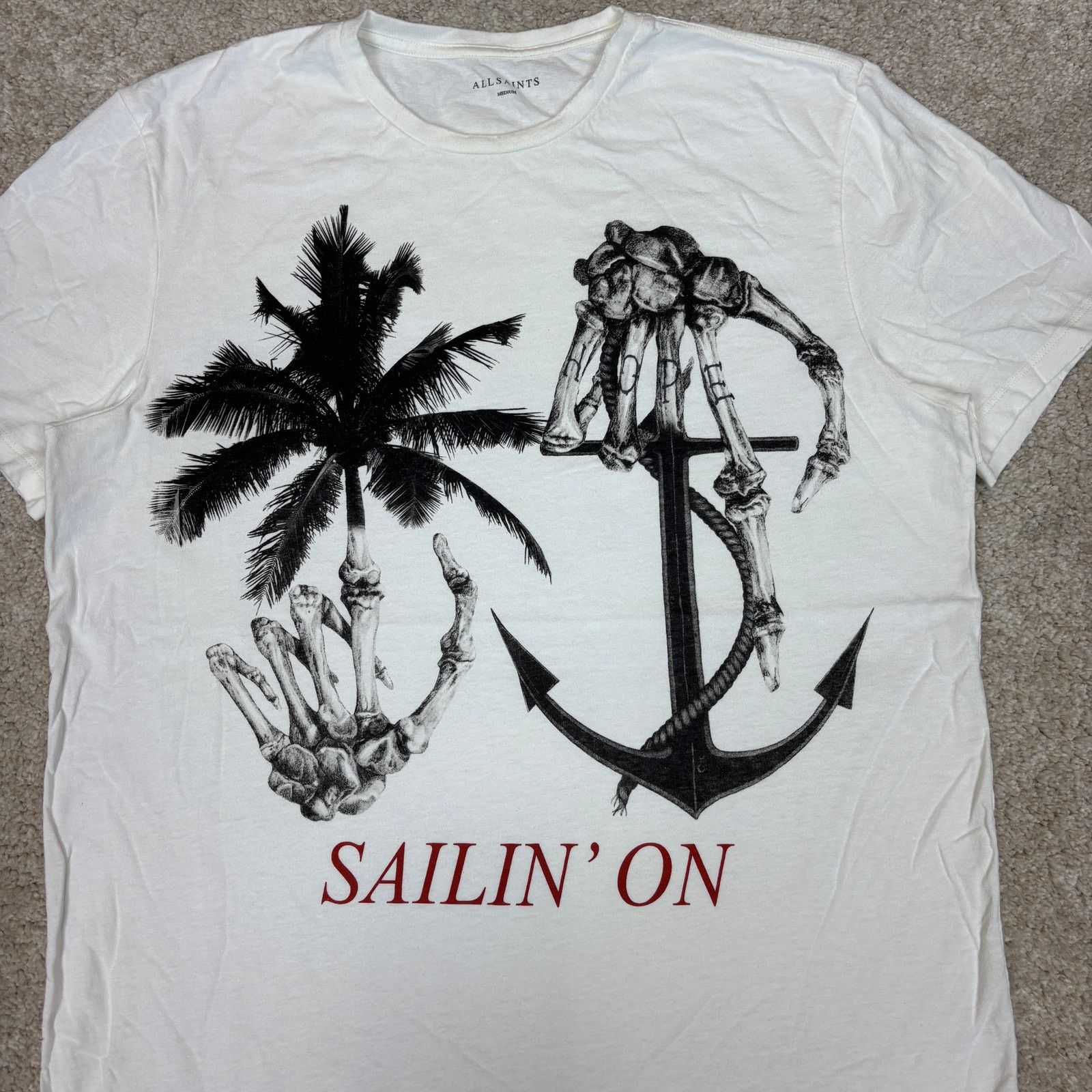 Allsaints Allsaints Sailin On Anchor Short Sleeve Crew T Shirt Men's M Size US M / EU 48-50 / 2 - 2 Thumbnail