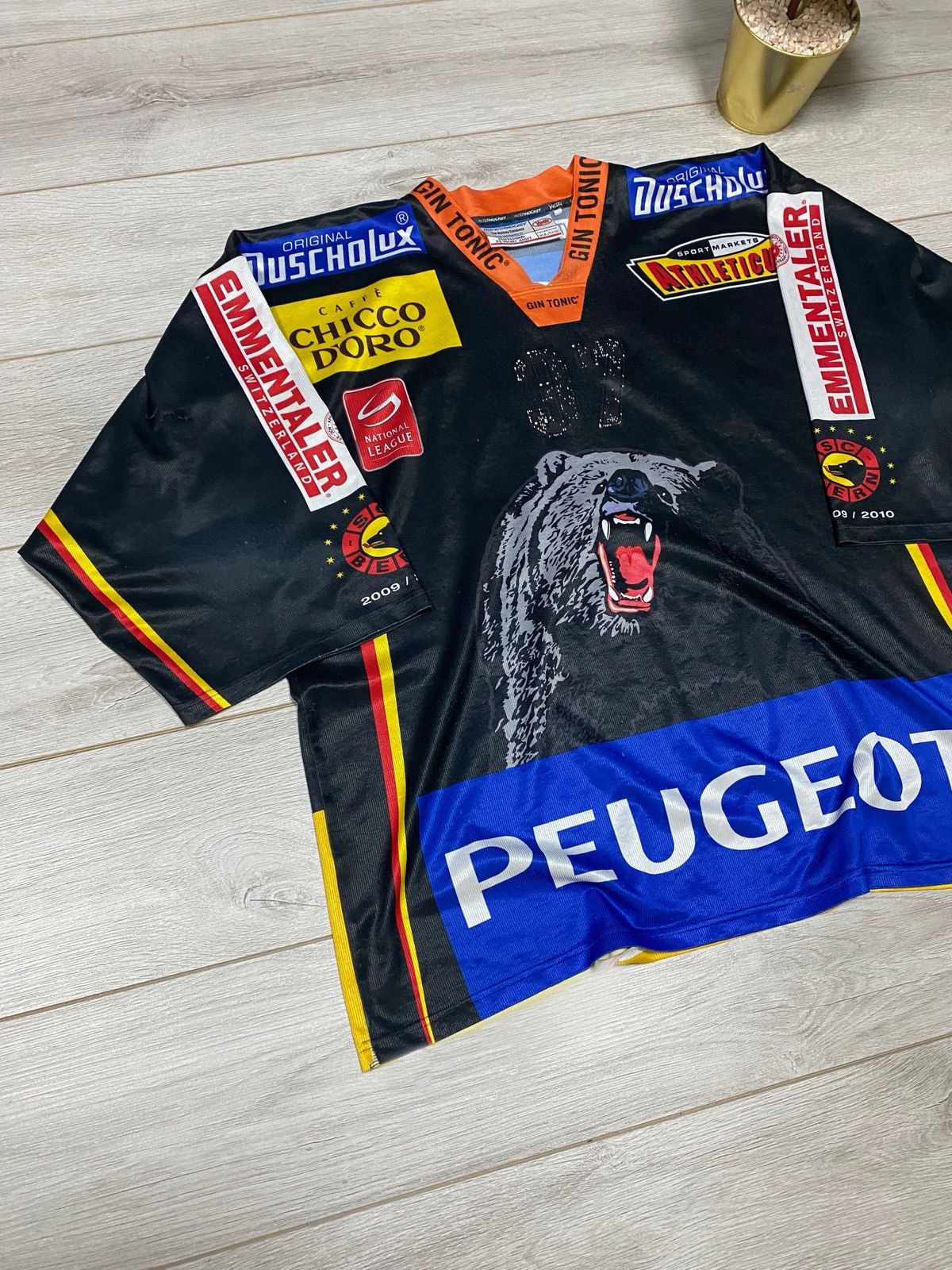 Vintage Vintage 90s SC Bern Hockey Jersey rare Peugeot Switzerland Size US XL / EU 56 / 4 - 2 Thumbnail