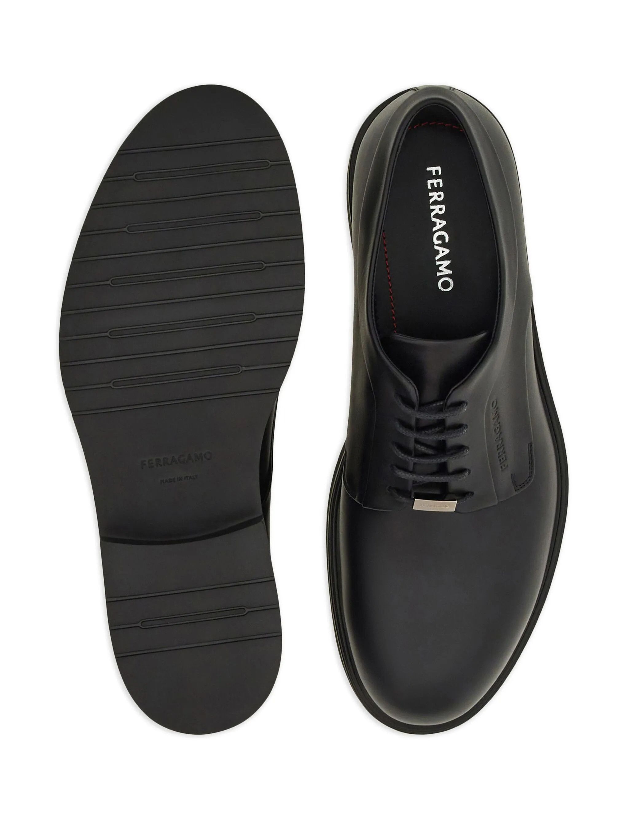 Salvatore Ferragamo o1s1rm0126 Logo-debossed Leather Derby Shoes in Black Size US 12 / EU 45 - 5 Thumbnail