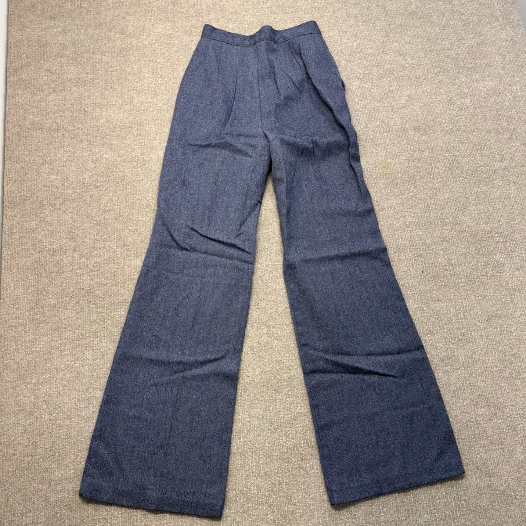 Bell VINTAGE Bell Bottom Jeans Womens 23x30 Hippie Boho High Waist Wide-Leg 60s Cotton Canvas Blue Size 40" / US 18 - 7 Thumbnail