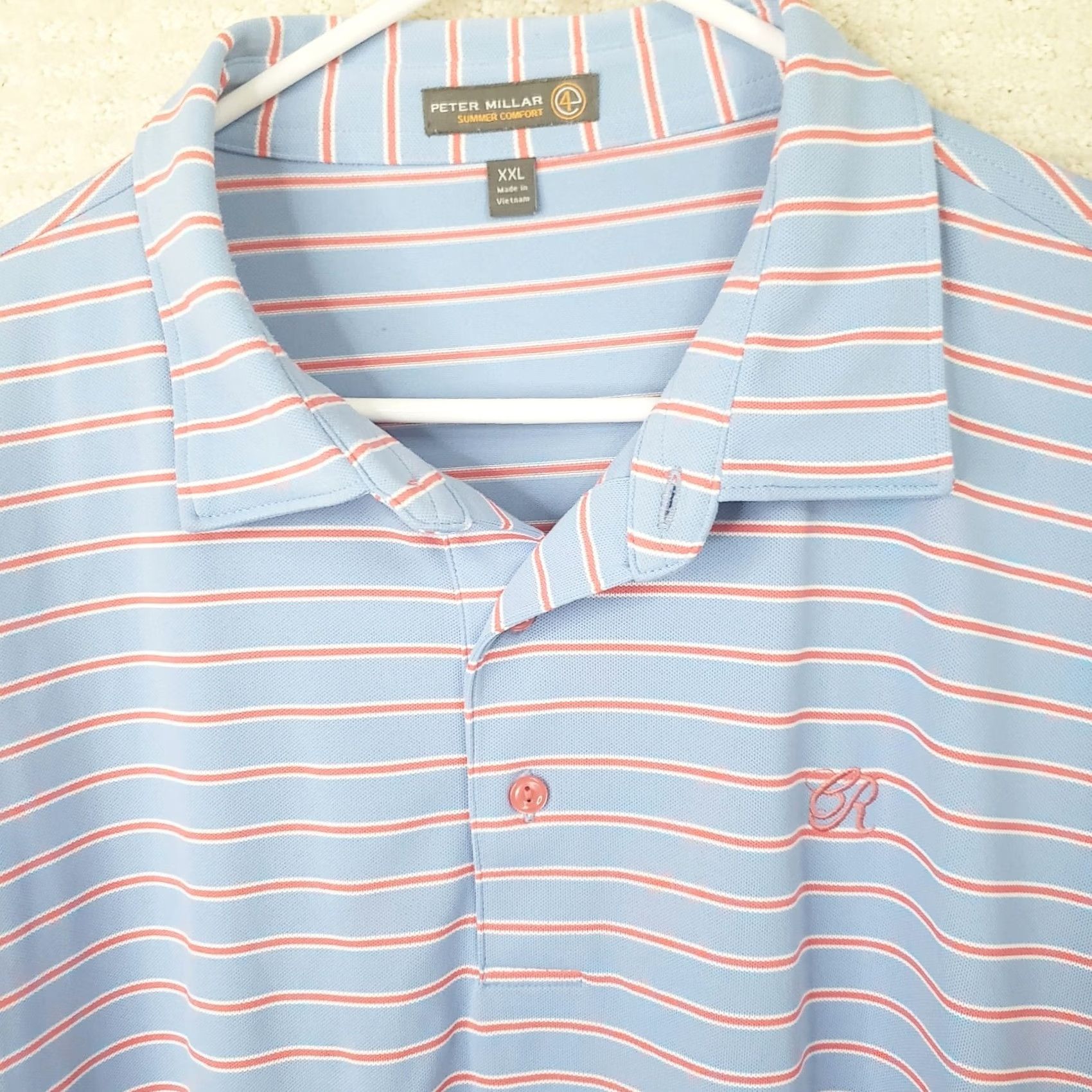 Peter Millar VINTAGE Peter Millar Shirt Mens 2XL Blue Striped Polo Short Sleeve Golf Casual Comfort Summer Performance All Seasons Stretch Knit Size US XXL / EU 58 / 5 - 3 Thumbnail
