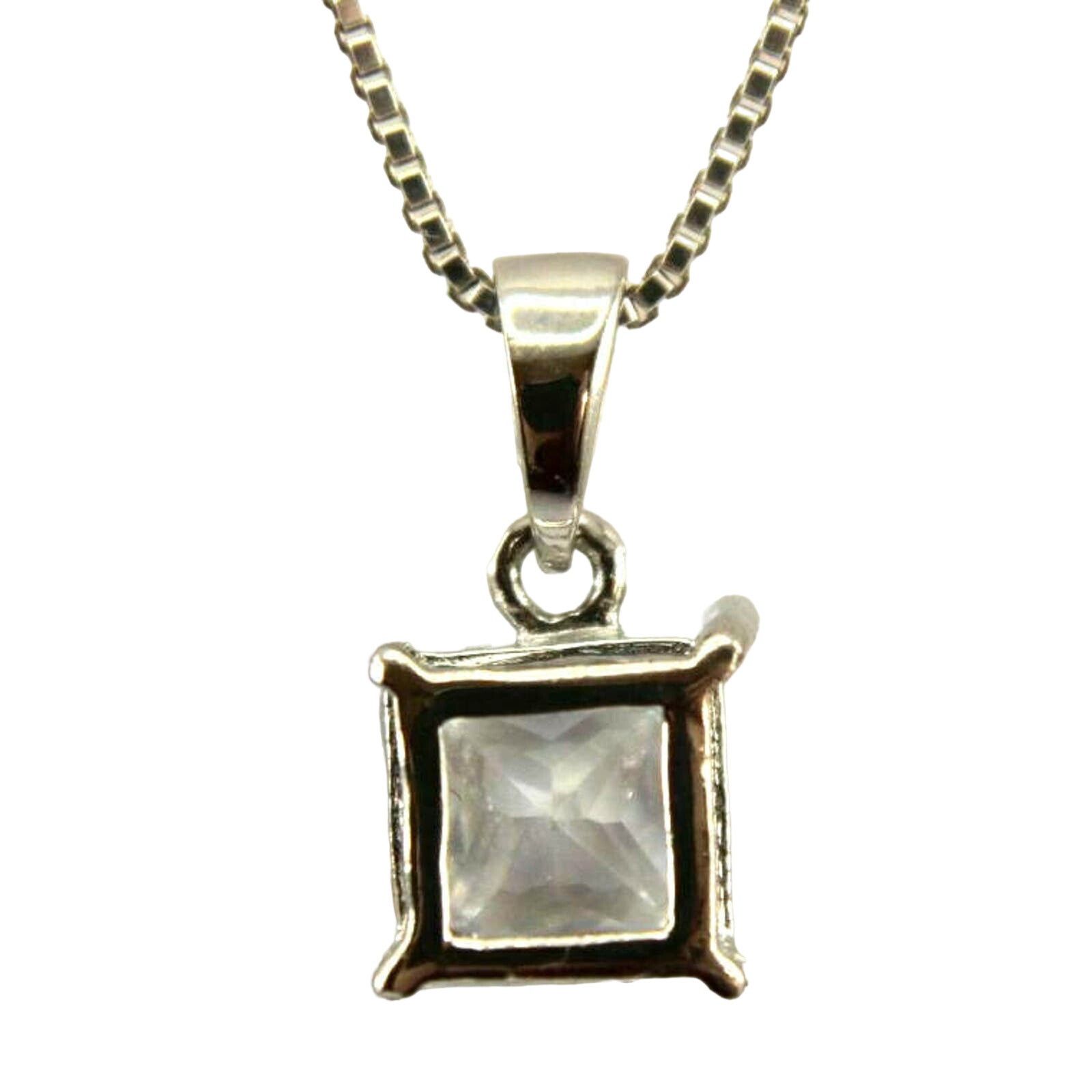 Other Square Cut CZ Pendant Set in Sterling Silver With 18" Chainh Size ONE SIZE - 3 Thumbnail