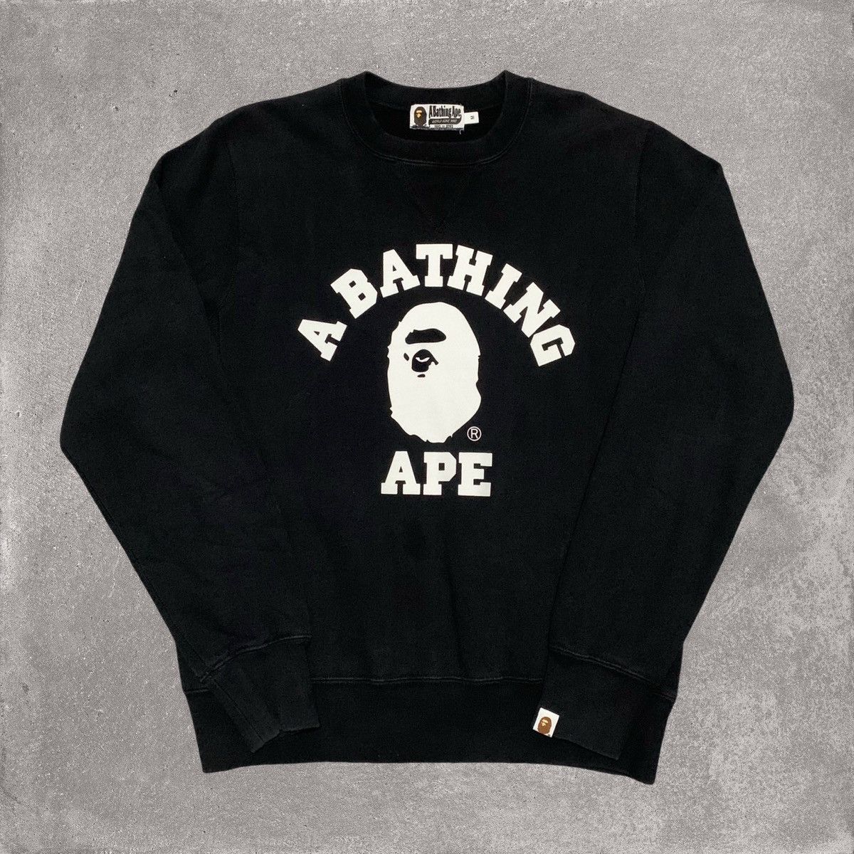 Pre-owned Bape Medium College Black Sweatshirt Crewneck Apes Together