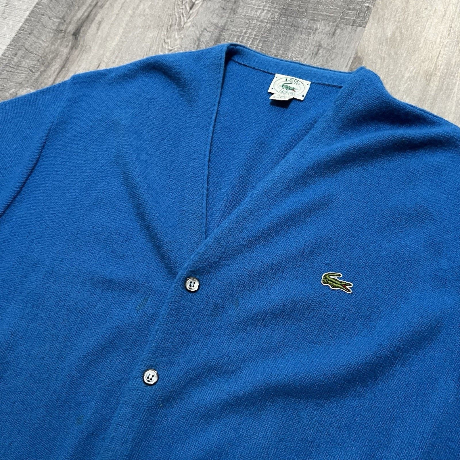 Vintage Vintage Izod Lacoste Blue Knit Preppy Cardigan Golf Sweater Size US L / EU 52-54 / 3 - 3 Thumbnail