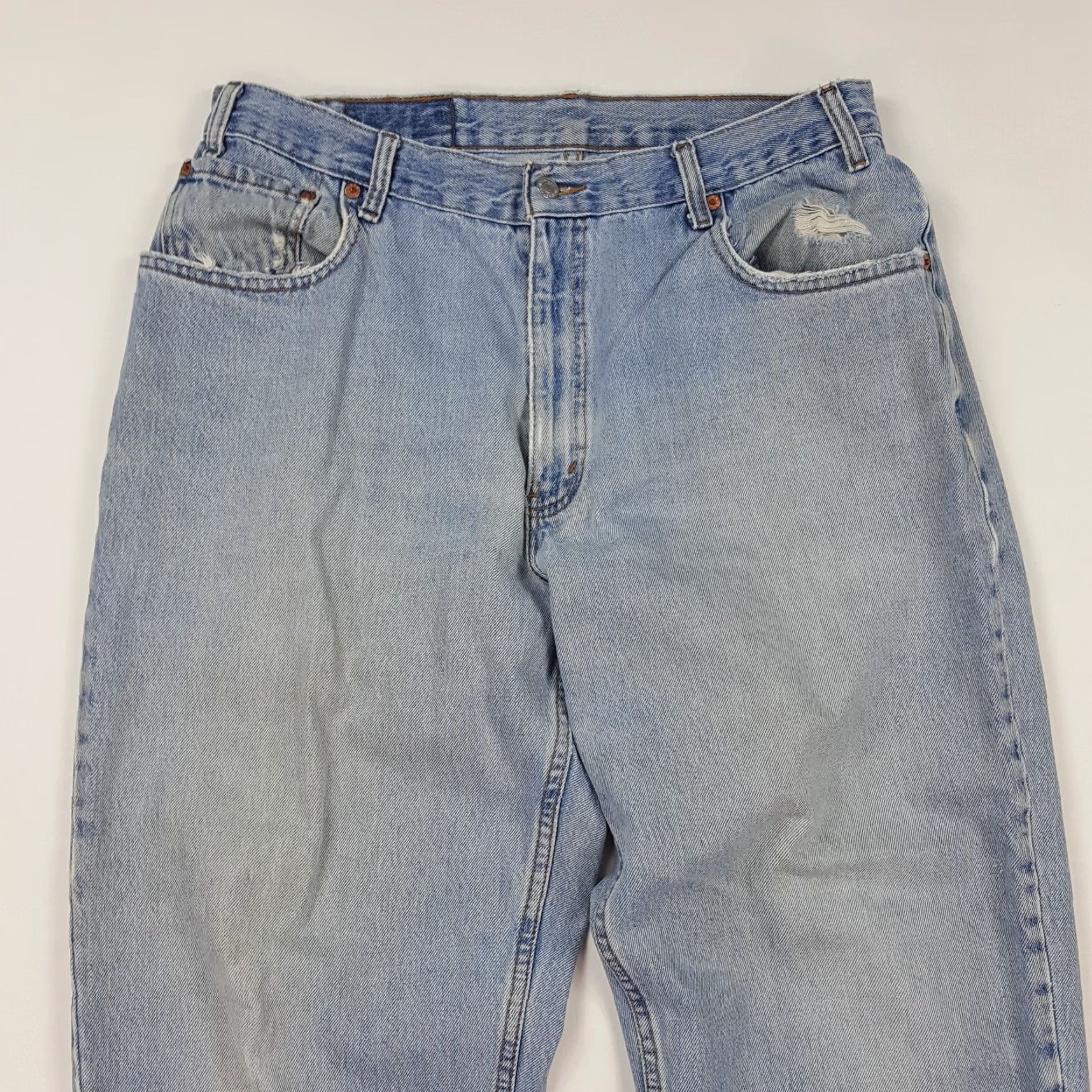 Levi's VINTAGE Levi's 550 Distressed Jeans Men 35x30 Denim 90s Relaxed Tapered Blue jeans Size US 35 - 2 Thumbnail