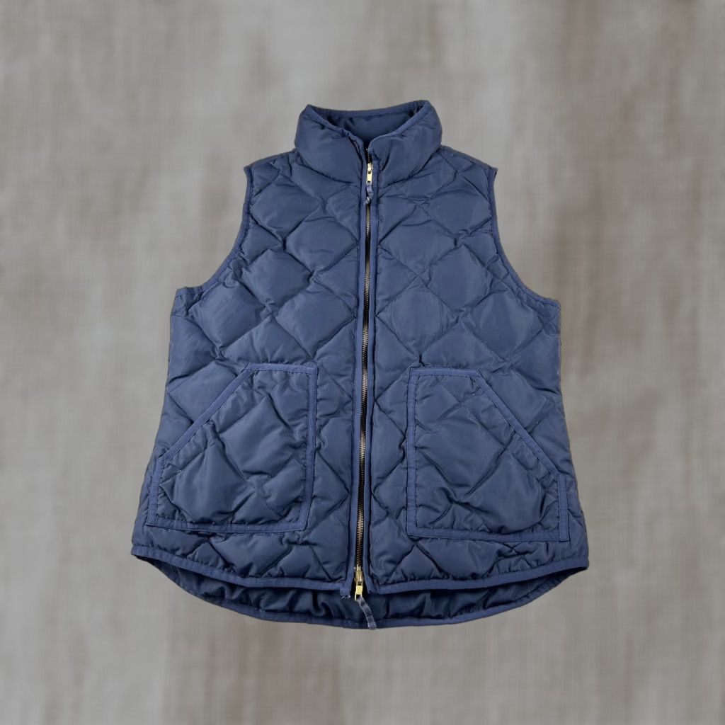 J.Crew J.CREW Vest Womens M Blue Quilted Puffer Sleeveless Full Zip Pockets Size M / US 6-8 / IT 42-44 - 1 Thumbnail