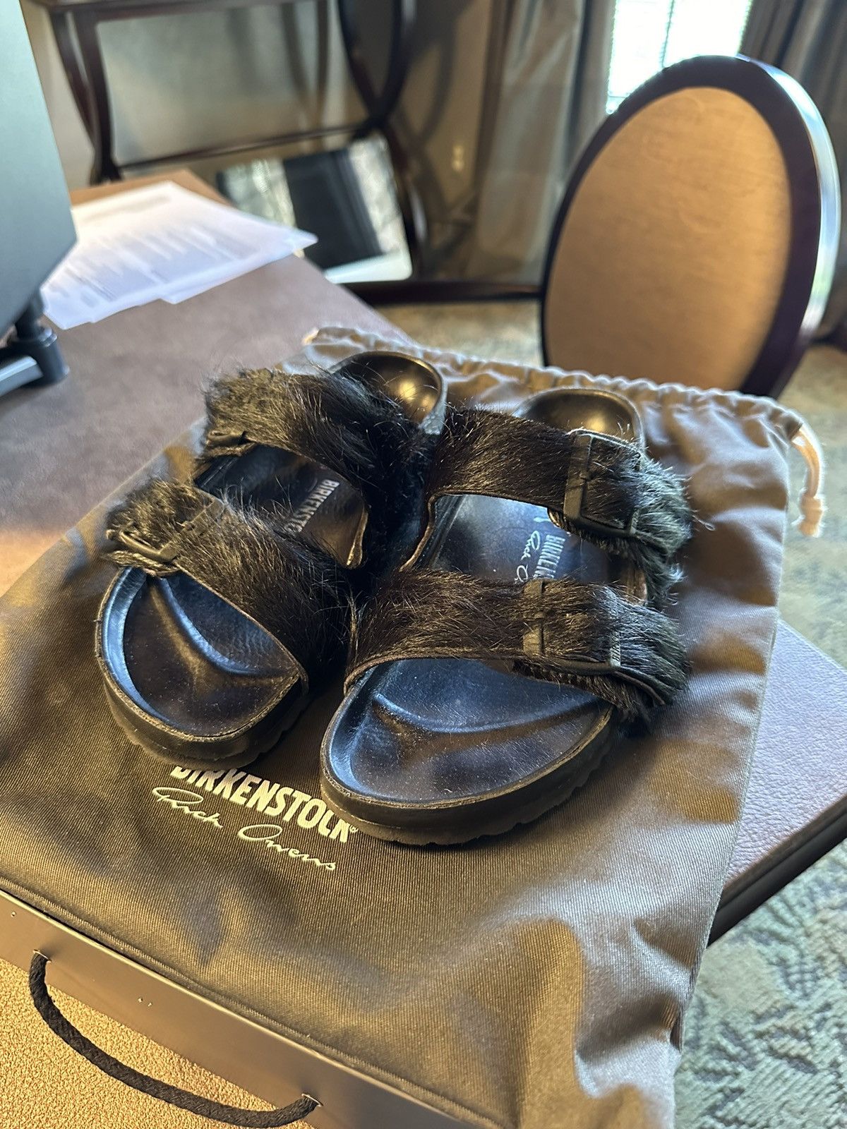 Birkenstock × Rick Owens Rick Owens Birkenstock Arizona Pony Hair Sandals Size US 6 / EU 39 - 3 Thumbnail