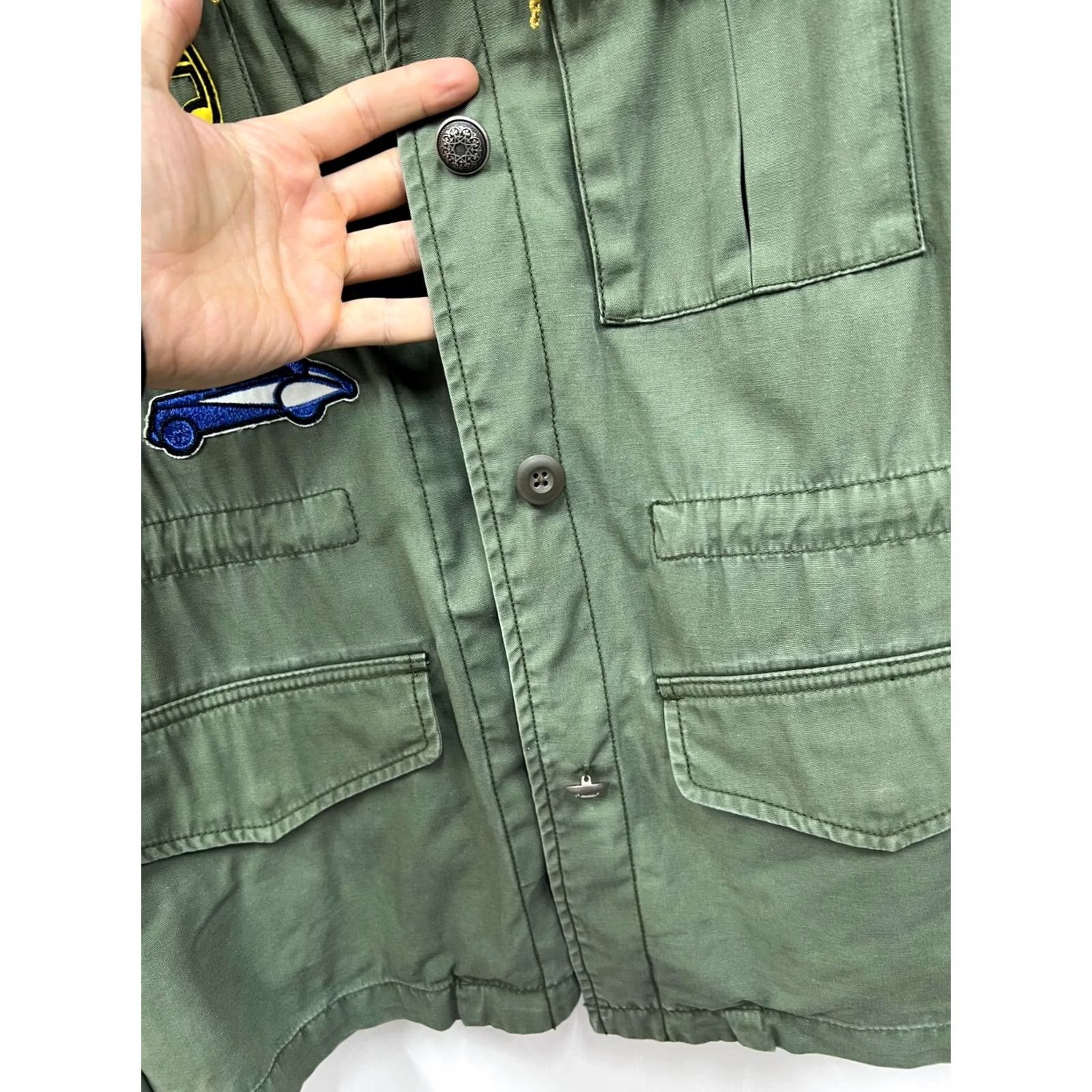 Replay Replay Jacket Womens L Khaki Logo Vintage Overshirt Blazer Military Patch Style Size L / US 10 / IT 46 - 4 Thumbnail