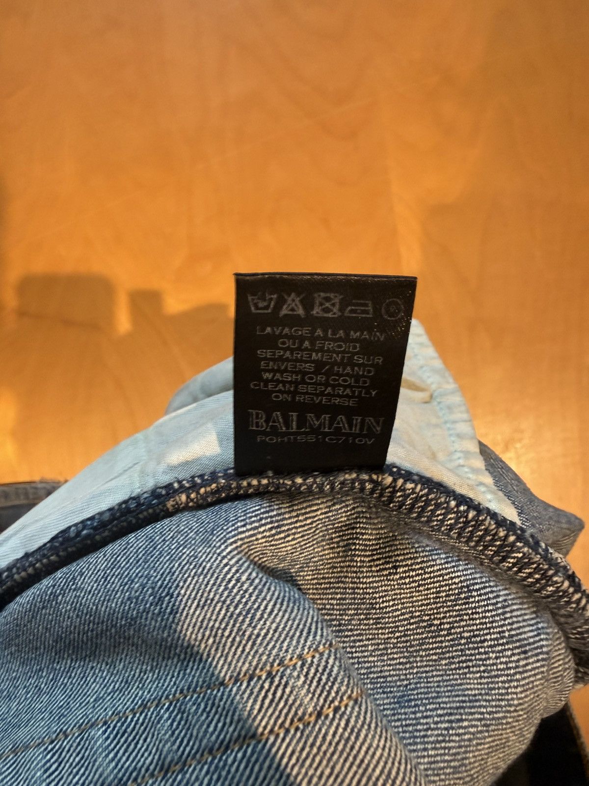 Balmain Balmain biker denim distressed blue fade Size US 31 - 17 Thumbnail