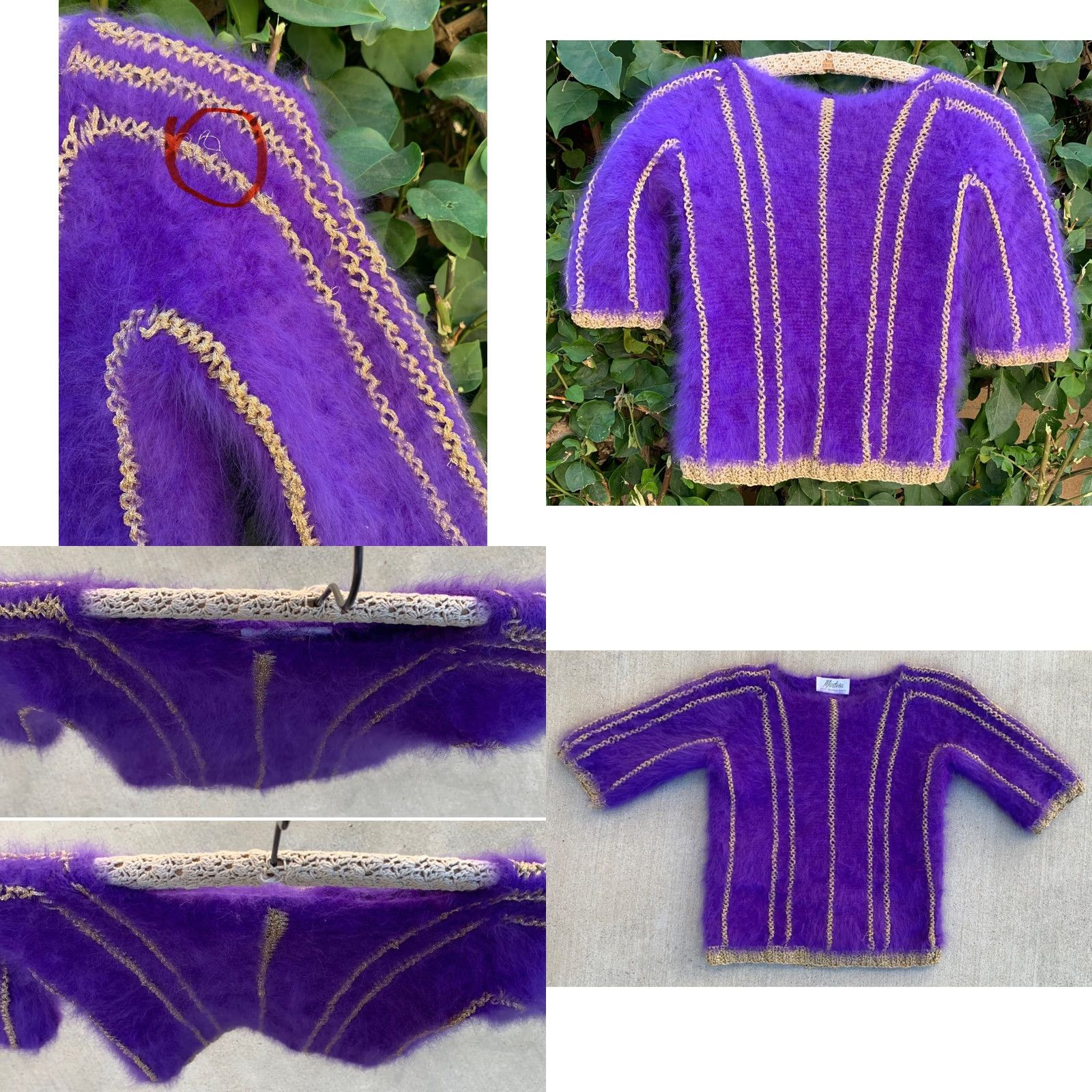 Vintage VINTAGE Martesa West Hampton Beach Purple Fuzzy Angora Gold Metallic Knit S Size S / US 4 / IT 40 - 8 Thumbnail