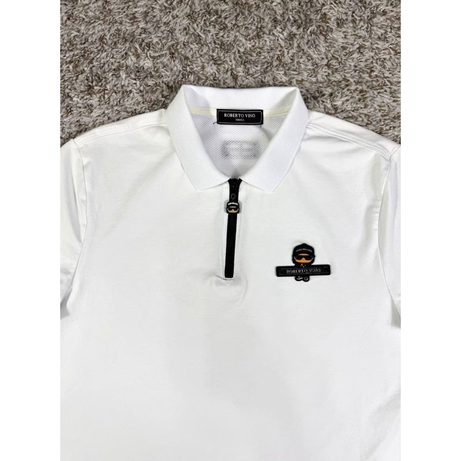 Vintage Roberto Vino Shirt Mens S White Gansta Zip Neck Polo Men Size Size US S / EU 44-46 / 1 - 2 Thumbnail