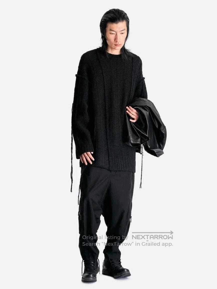 Yohji Yamamoto black oversized wool sweater with ties. Size US L / EU 52-54 / 3 - 7 Thumbnail
