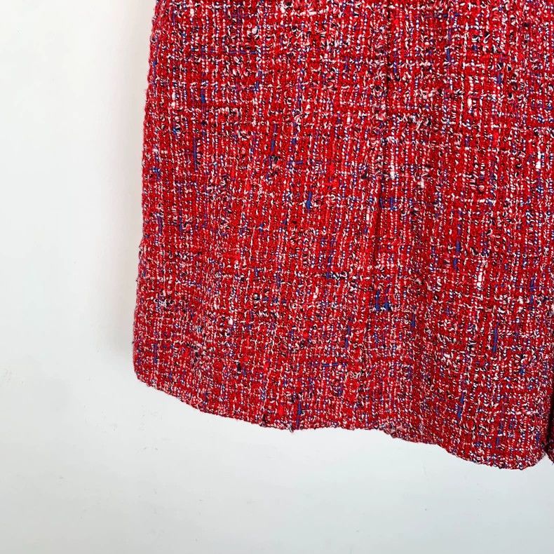 Chanel ChanelRed pearl buckled cotton braided tweed shorts 2503-Ne Size 24" / US 00 / IT 34 - 4 Thumbnail