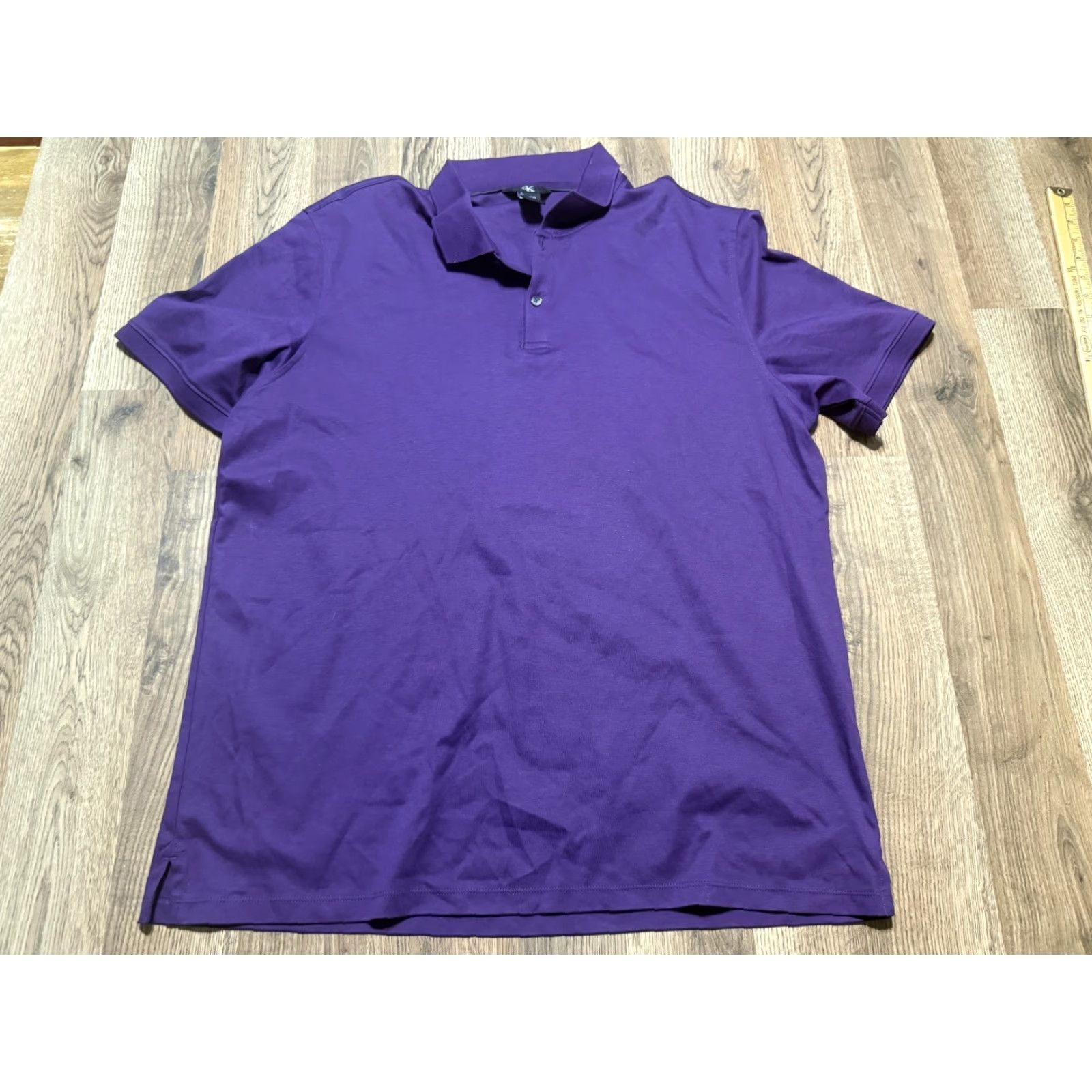 Calvin Klein Calvin Klein Shirt, Polo Short Sleeve Shirt, Men's XL, Purple, Button, Cotton, Casual, Golf, 3/4 Button, Regular, Knit? Size US XL / EU 56 / 4 - 2 Thumbnail