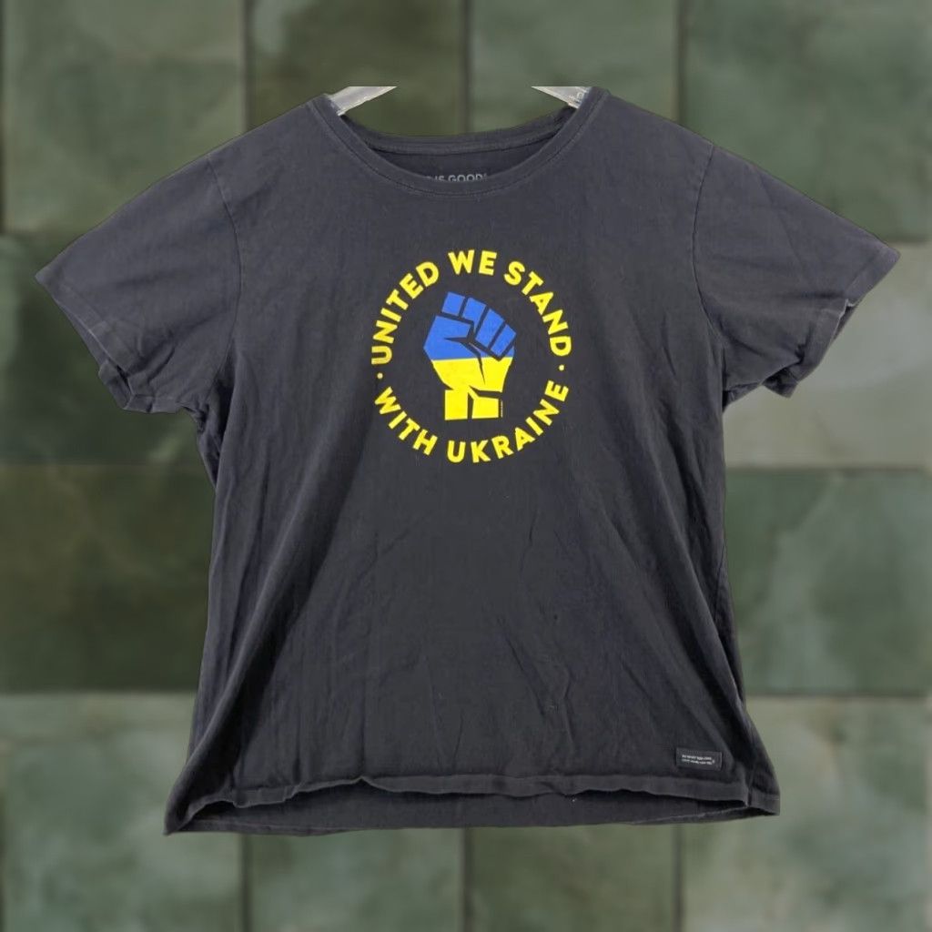 Life is Good Life is Good Womens T-Shirt 2XL Black United We Stand Ukraine Crew Neck Short Sleeve Cotton Jersey Vintage No Size XXL / US 16-18 / IT 52-54 - 1 Thumbnail