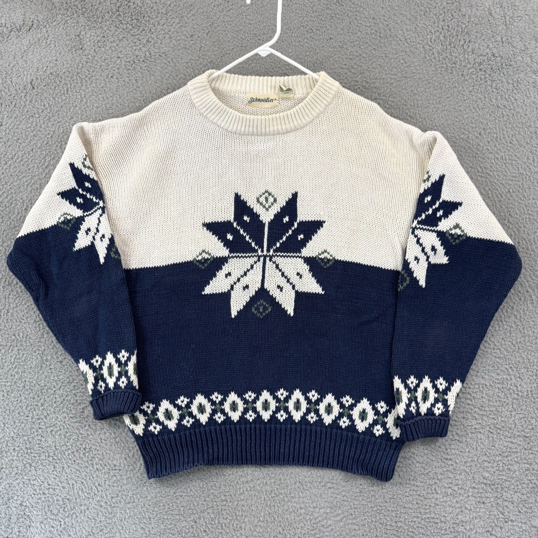 Vintage VINTAGE St Johns Bay Sweater Mens 2XL Blue Nordic Knit 90s Long Sleeve Crew Neck Size US XXL / EU 58 / 5 - 2 Thumbnail