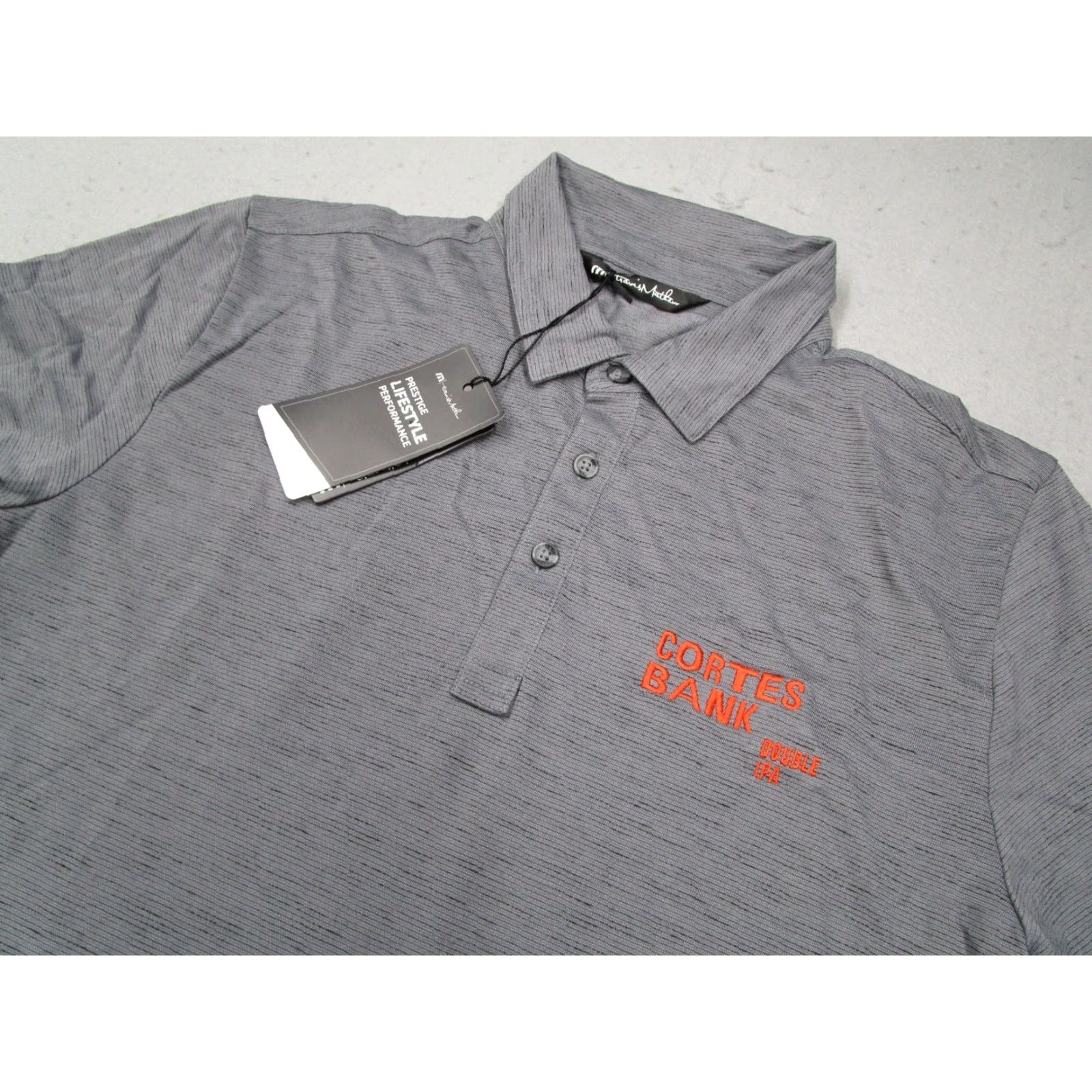 TravisMathew Travis Mathew Shirt Mens Medium Gray Auckland Slub Polo Golden Road Brewing Size US M / EU 48-50 / 2 - 2 Thumbnail