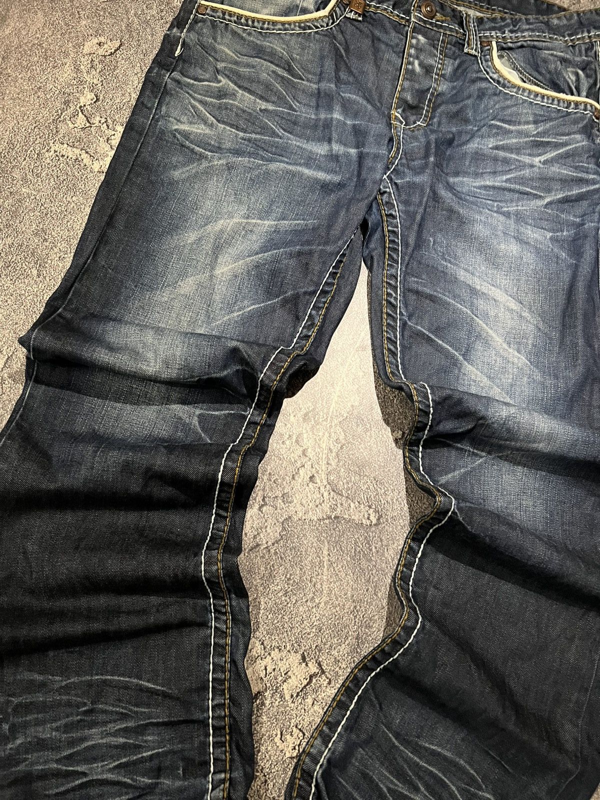 Japanese Brand Faded Shredded Destroyed Slim - Avan Number Nine Style Size US 36 / EU 52 - 4 Thumbnail