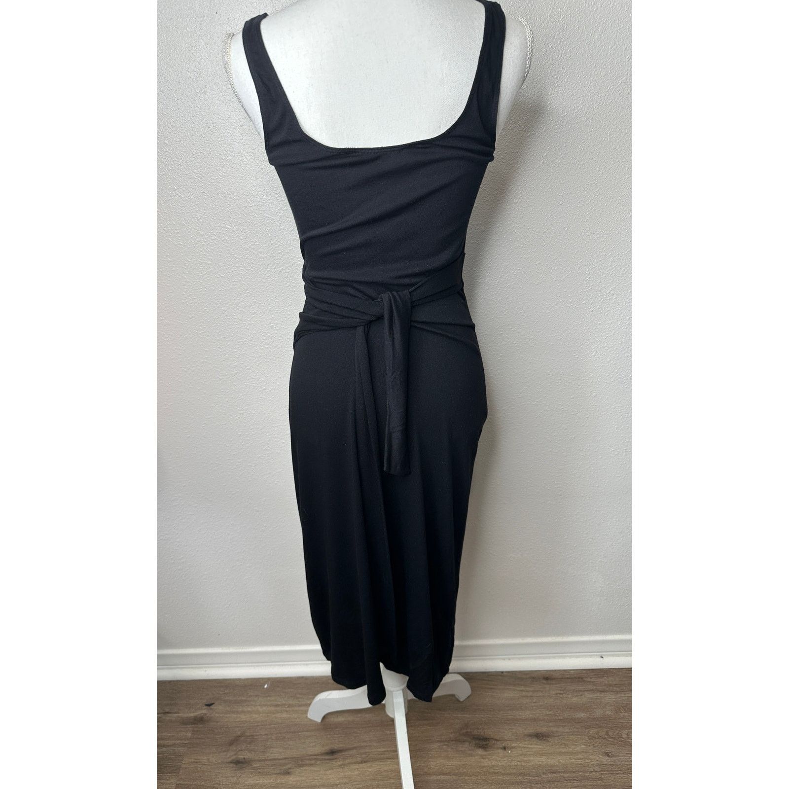 Vince Vince Black Faux Wrap Tank Midi Dress XS Sleeveless Jersey Size XS / US 0-2 / IT 36-38 - 5 Thumbnail