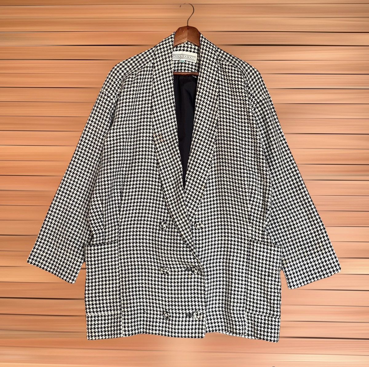 Norma Kamali VINTAGE NORMA KAMALI HOUNDSTOOTH COAT JACKET DOUBLE BREASTED Size XXL / US 16-18 / IT 52-54 - 1 Thumbnail