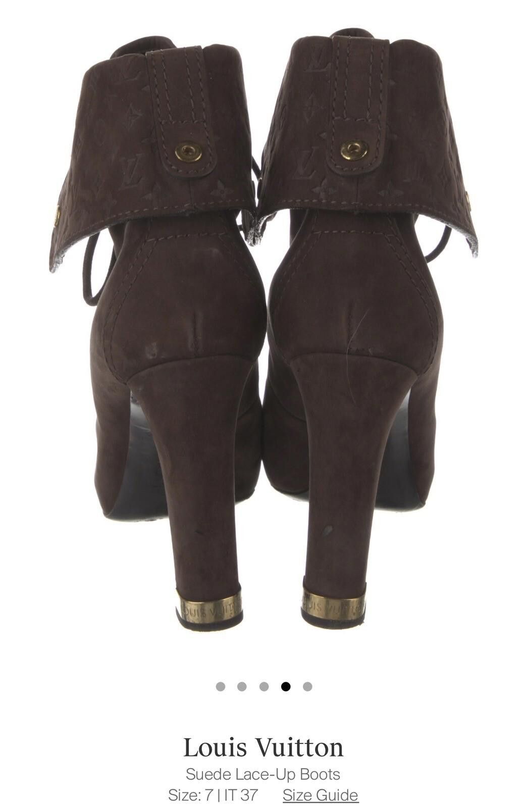 Louis Vuitton Louis Vuitton Brown Suede Monogram Combat Boots Heels Sz 37 Size US 7 / IT 37 - 5 Thumbnail