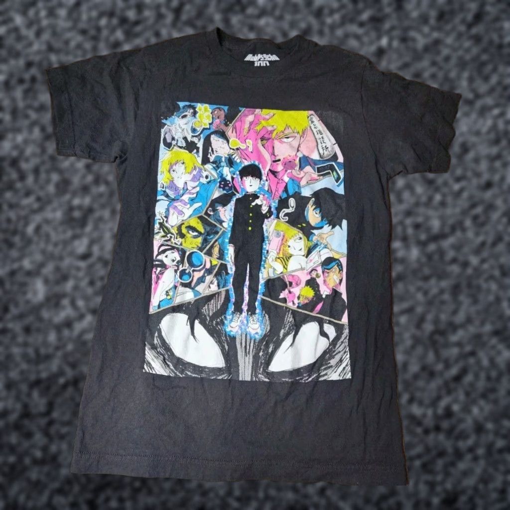 Vintage Mob Psycho 100 Anime Graphic Print Black Short Sleeve Crew Neck T Shirt Mens S Size US S / EU 44-46 / 1 - 1 Thumbnail