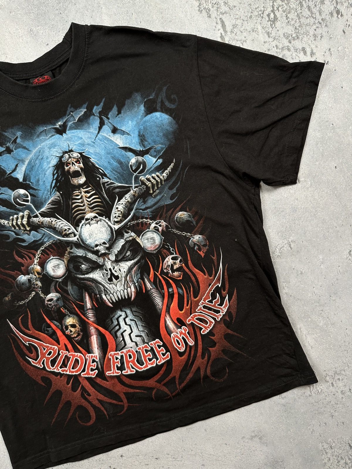 Affliction Vintage 00s Spiral Direct Biker Gothic Skull Flames y2k Rock Size US XL / EU 56 / 4 - 4 Thumbnail