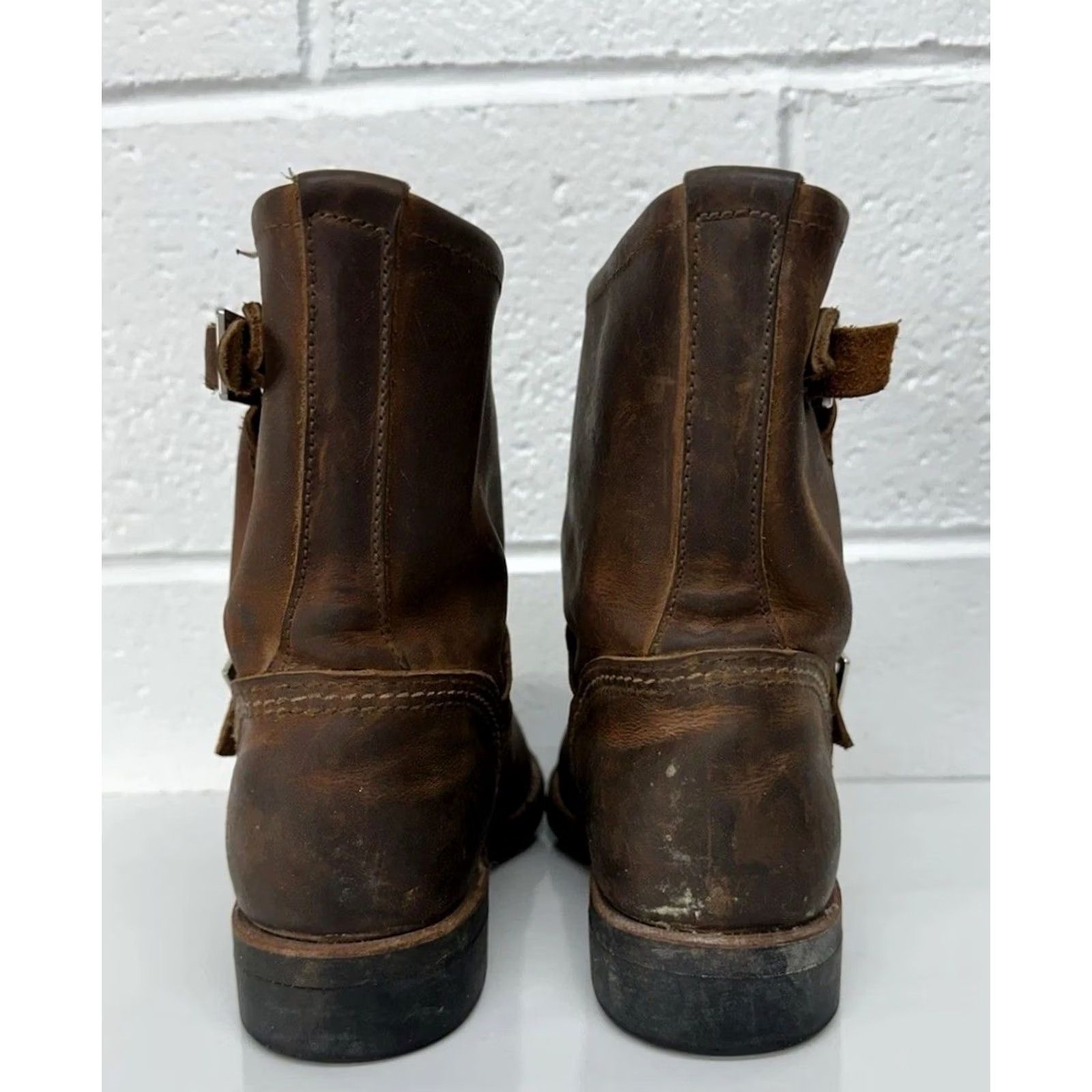 Red Wing VINTAGE Red Wing Boots 3356 Short Engineer Cooper Rough & Tough Brown Women’s Size 6.5 B Leather Rubber Buckle Ankle Strap Size 28" / US 6 / IT 42 - 5 Thumbnail