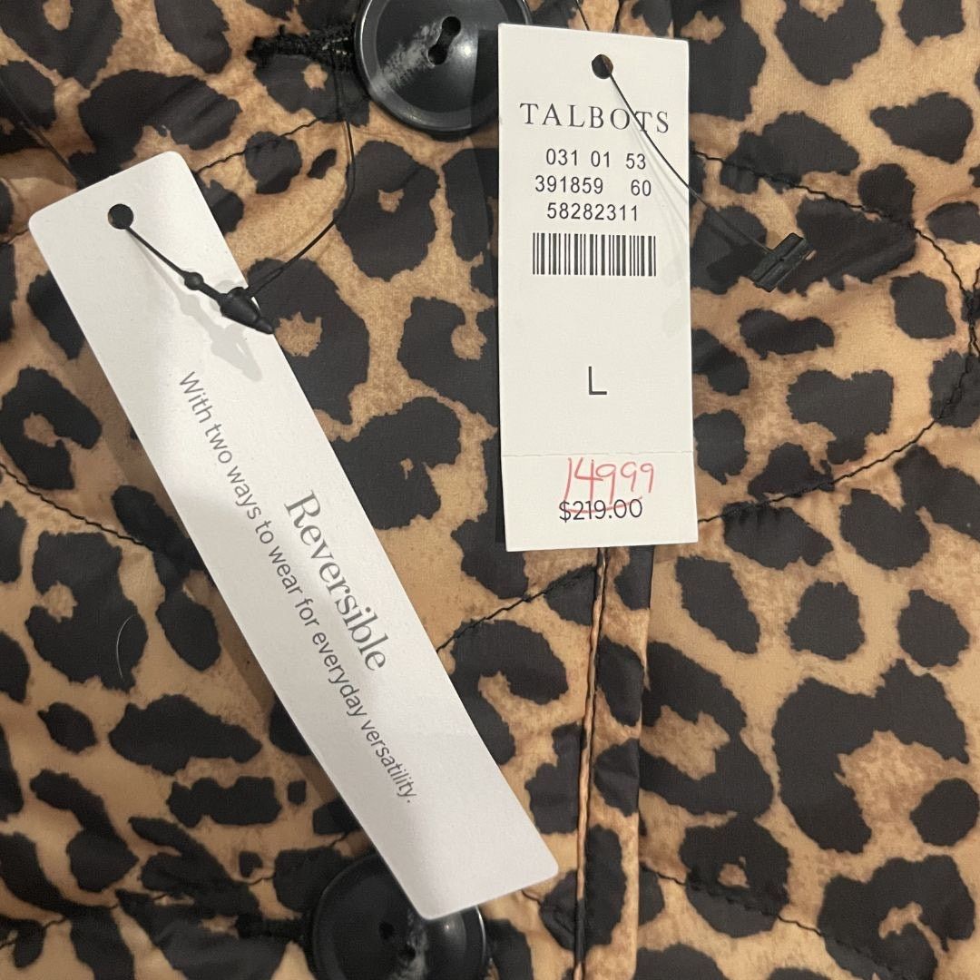 Talbots Quilted Reversible Button Jacket Allover Animal Chic NWT Size L / US 10 / IT 46 - 4 Thumbnail