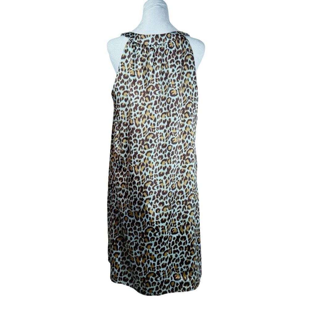 Bcbgmaxazria BCBGMAXAZRIA Women's Slip Dress Aqua Blue Leopard Print L/XL Size L / US 10 / IT 46 - 4 Thumbnail
