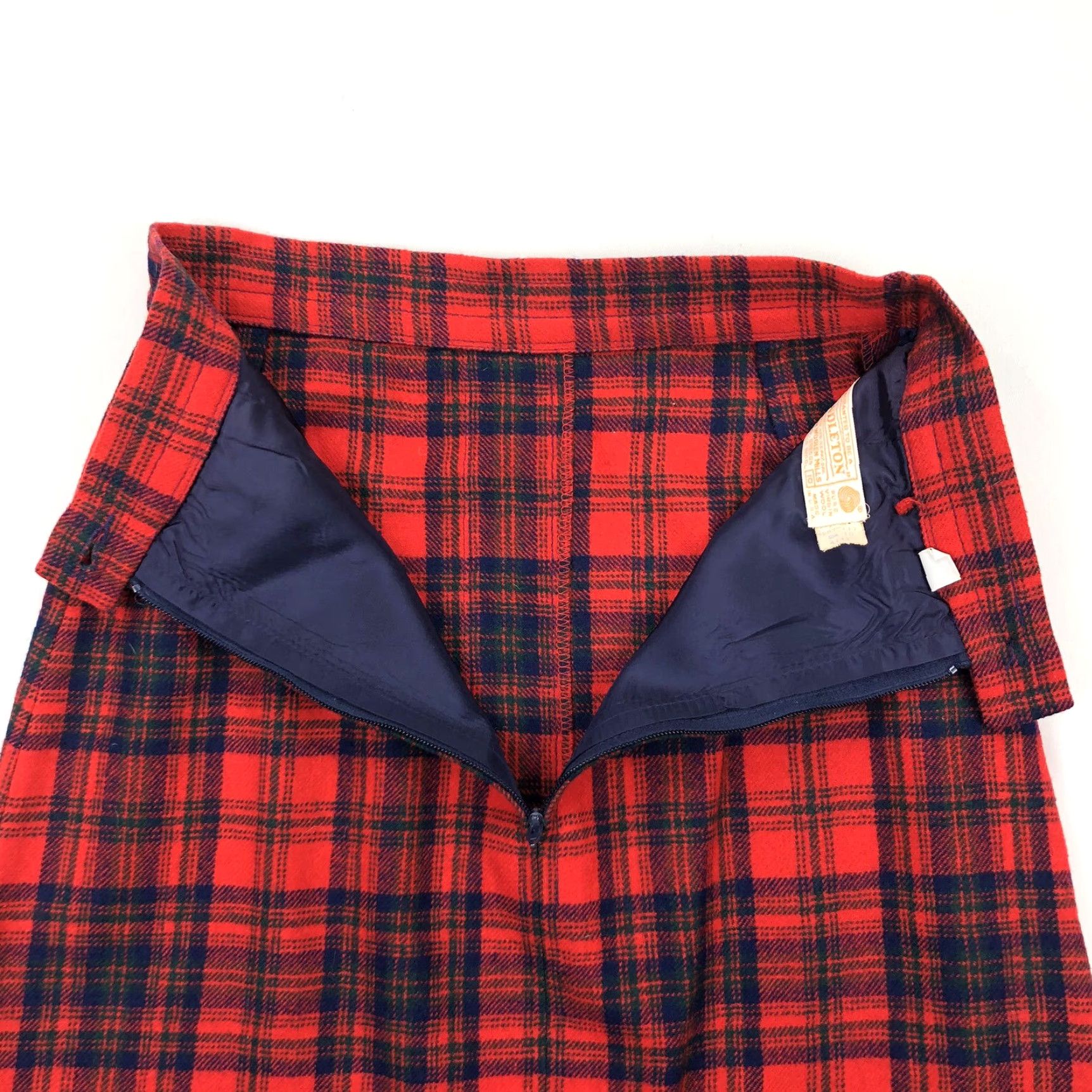 VINTAGE Pendleton Skirt Women Long Wool Flannel Red Blue Tartan Plaid Size 10