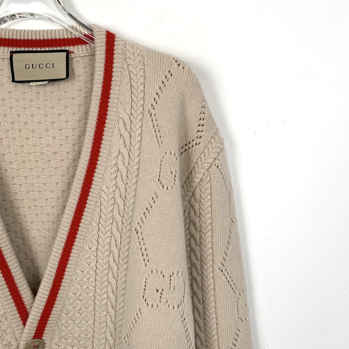 Gucci Gucci Hollow Out Wool V-neck Long Sleeve Knit Sweater K26WX Size S / US 4 / IT 40 - 3 Thumbnail
