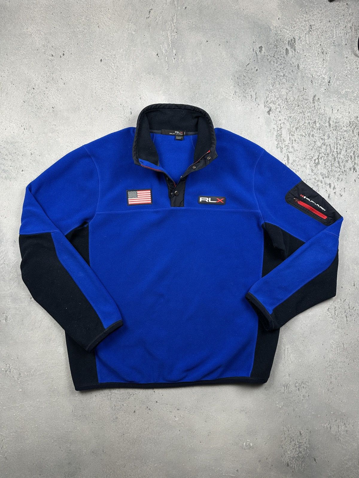 Polo Ralph Lauren Vintage RLX Ralph Lauren Fleece Pullover USA Flag Ski Tech Size US XL / EU 56 / 4 - 10 Thumbnail