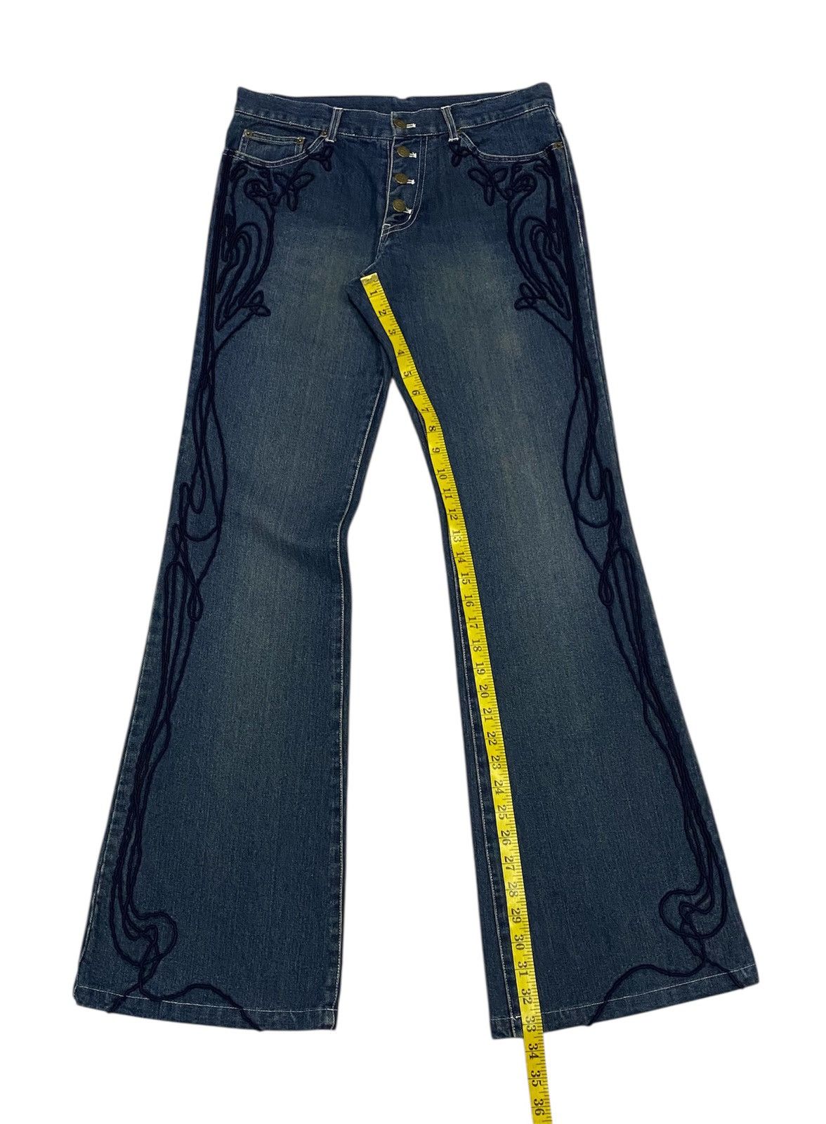 Tornado Mart 💃Tornado Mart Embroidery Tribal Denim Flare Jeans Size 30" / US 8 / IT 44 - 18 Thumbnail