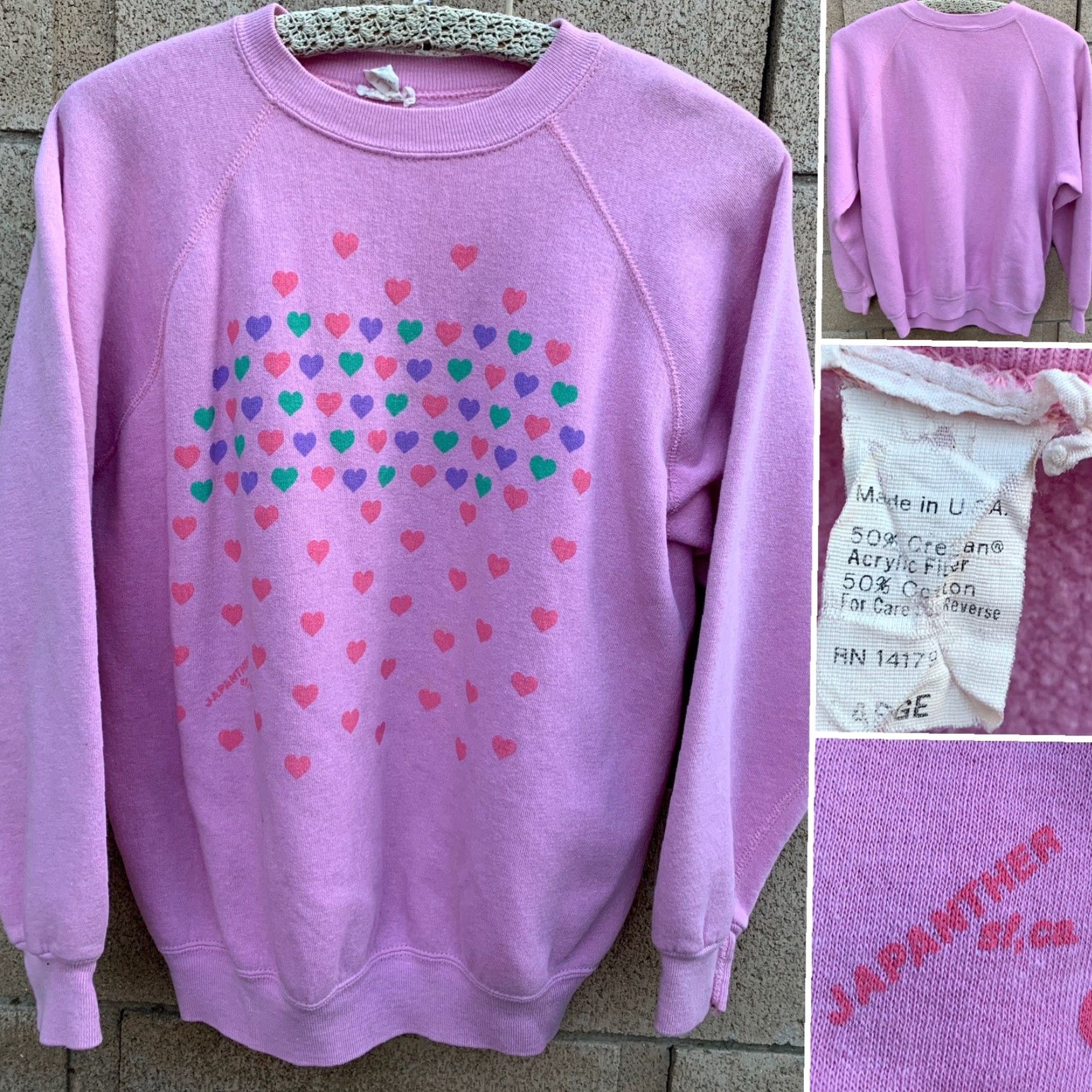 Vintage VINTAGE Heart Graphic Sweatshirt Raglan Sleeves JA Panther sf ca Size L Size L / US 10 / IT 46 - 2 Thumbnail