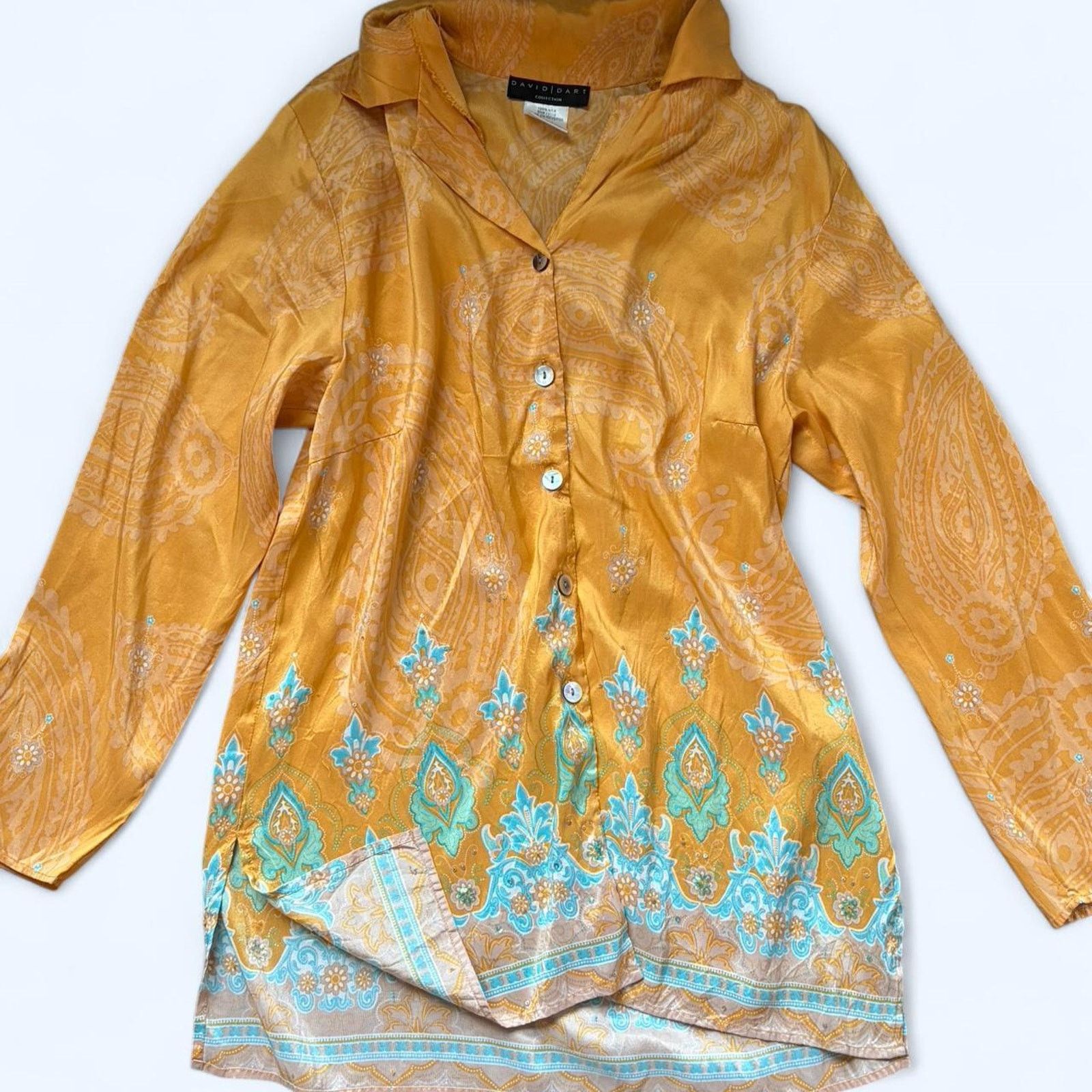 Other David Dart Silk Yellow & Blue Floral Button Up Size M / US 6-8 / IT 42-44 - 1 Thumbnail