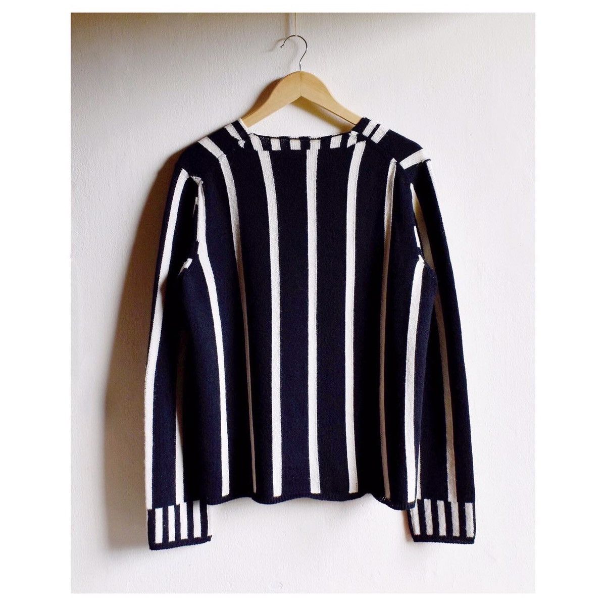 Comme des Garcons SHIRT COMME des GARÇONS black white striped wool sweatshirt Size US L / EU 52-54 / 3 - 2 Thumbnail
