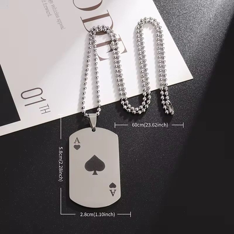 Jewelry Silver Classic Square Tag Ace of Spades Necklaces Size ONE SIZE - 4 Thumbnail
